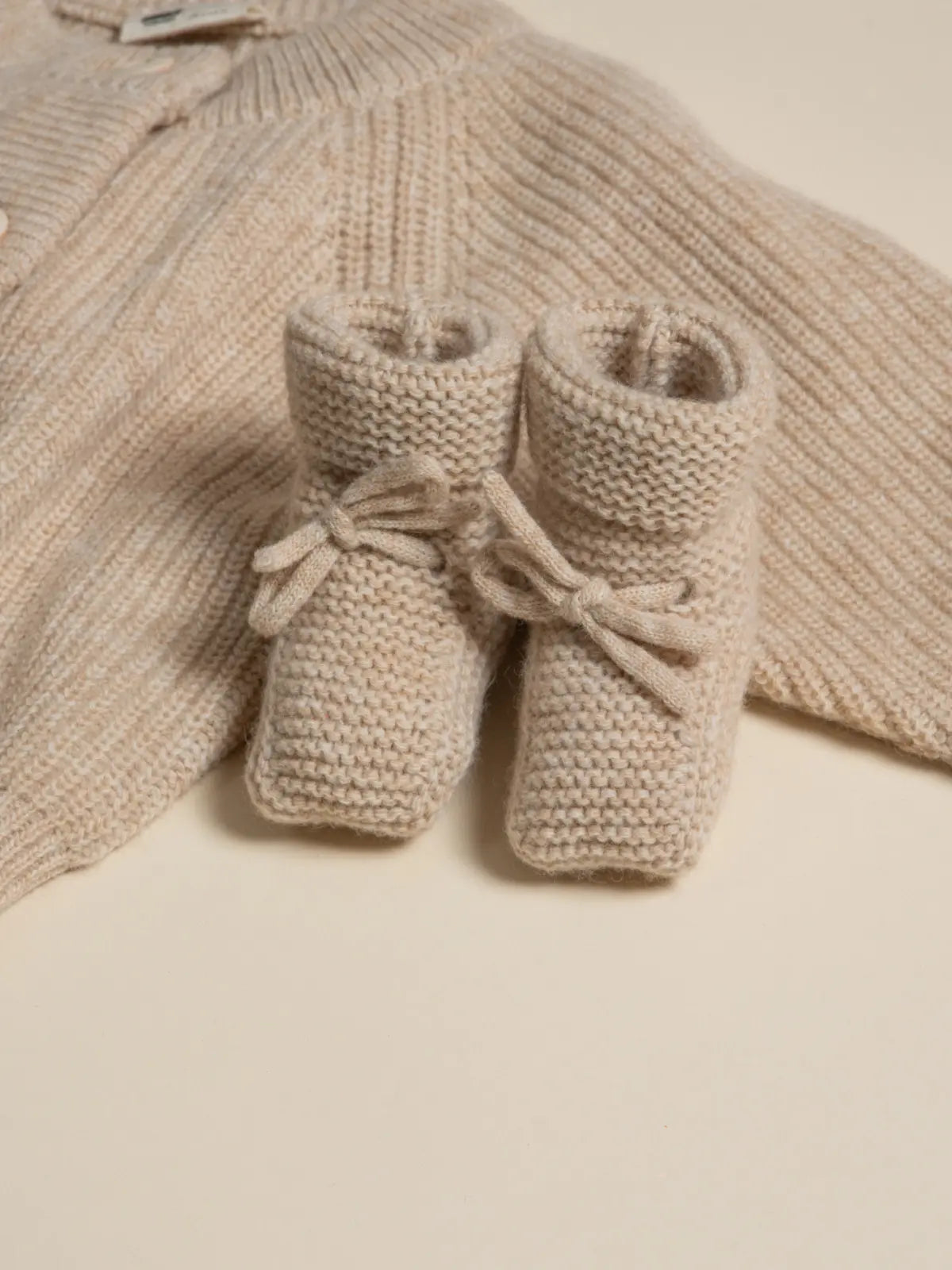 Les chaussons 0-3 mois 100% laine Beige nougat