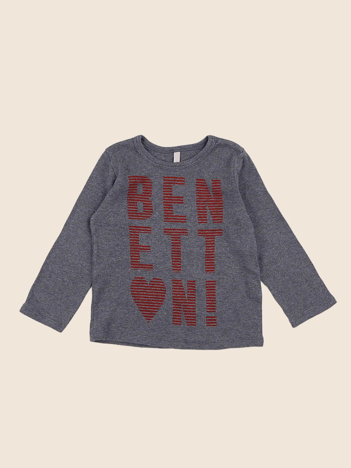 Benetton - tee-shirt gris, rouge - 6 mois