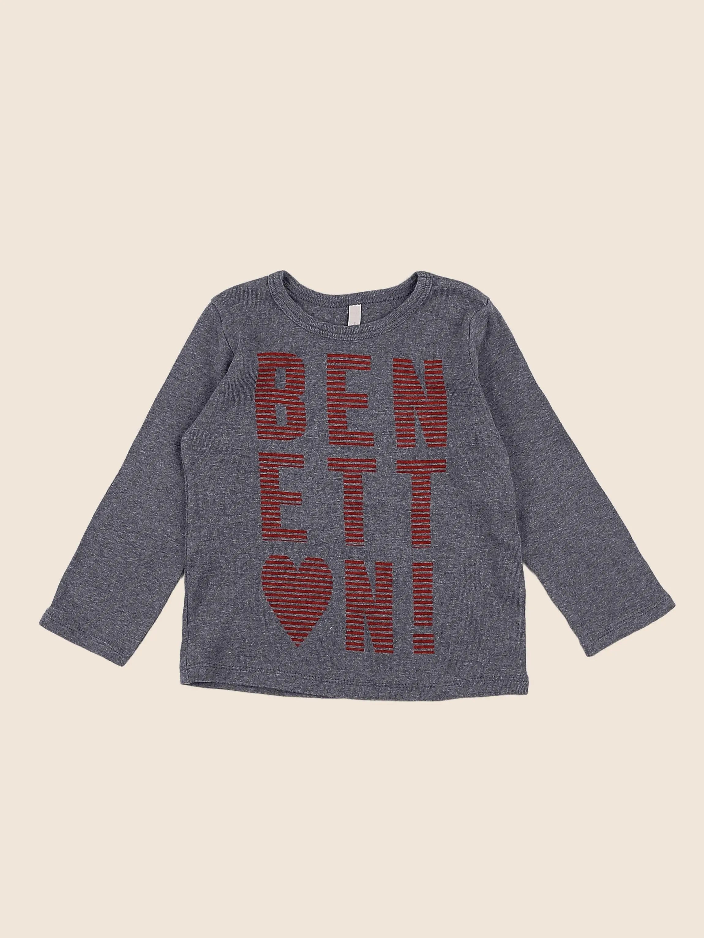Benetton - tee-shirt gris, rouge - 6 mois