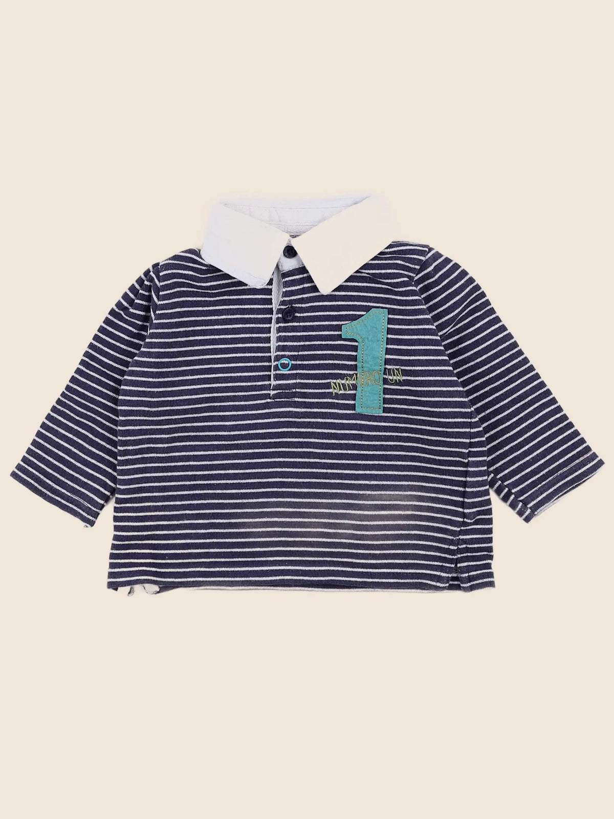 Vertbaudet - polo bleu - 9 mois