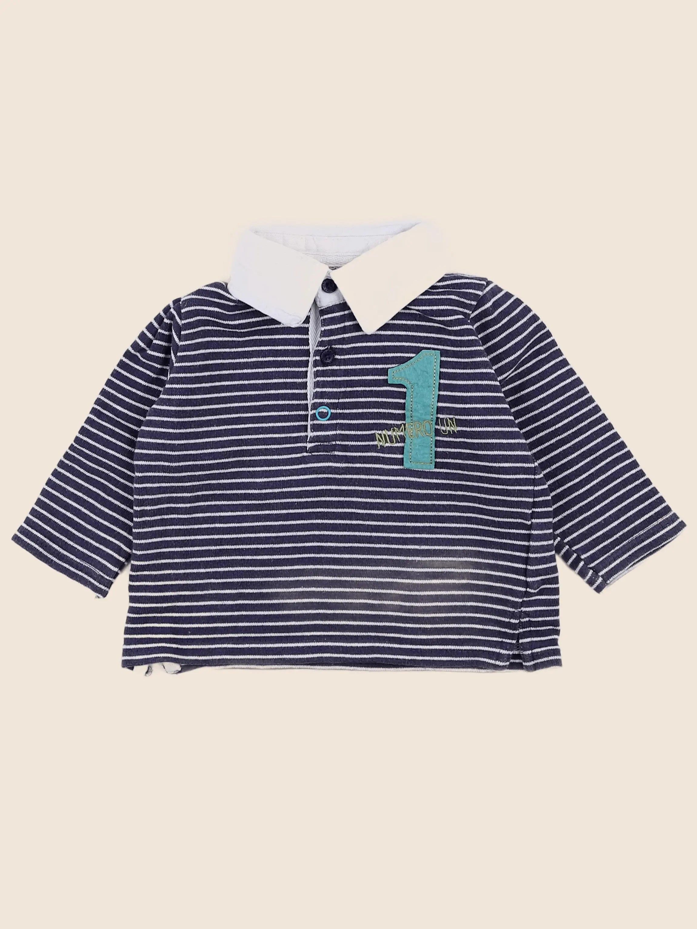 Vertbaudet - polo bleu - 9 mois