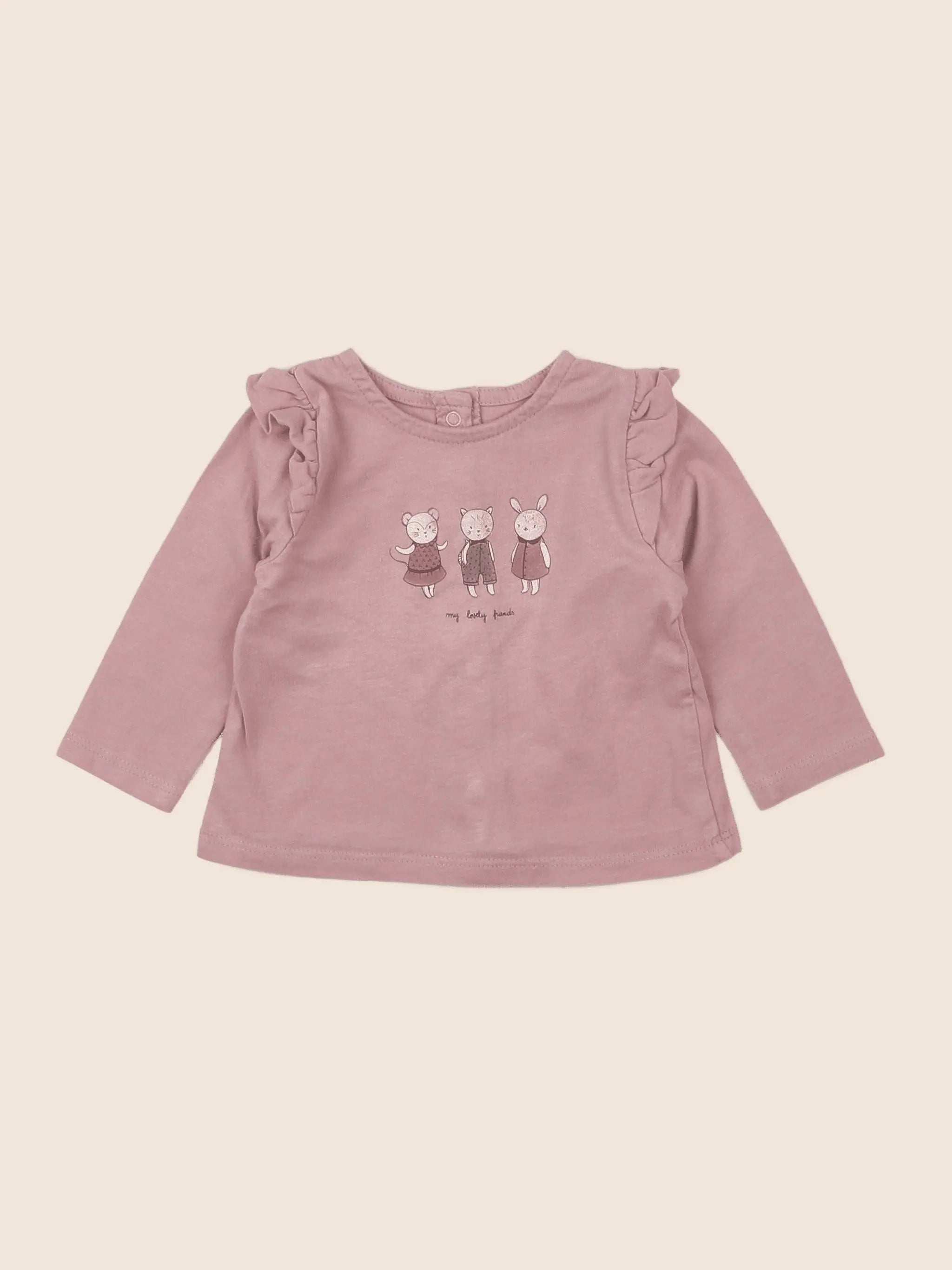 Vertbaudet - tee-shirt rose - 3 mois