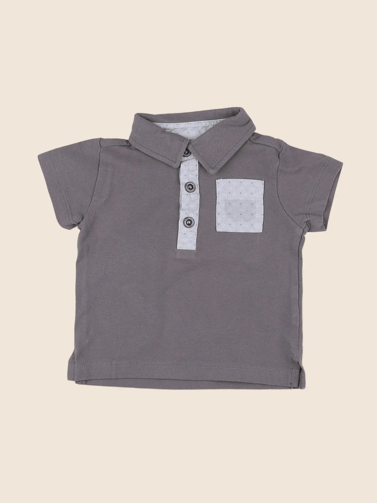 Noukie's - polo gris, bleu - 6 mois