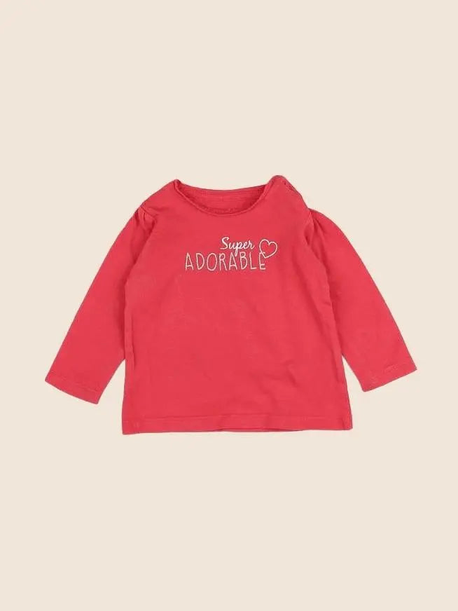 Vertbaudet - tee-shirt taupe, rose - 9 mois