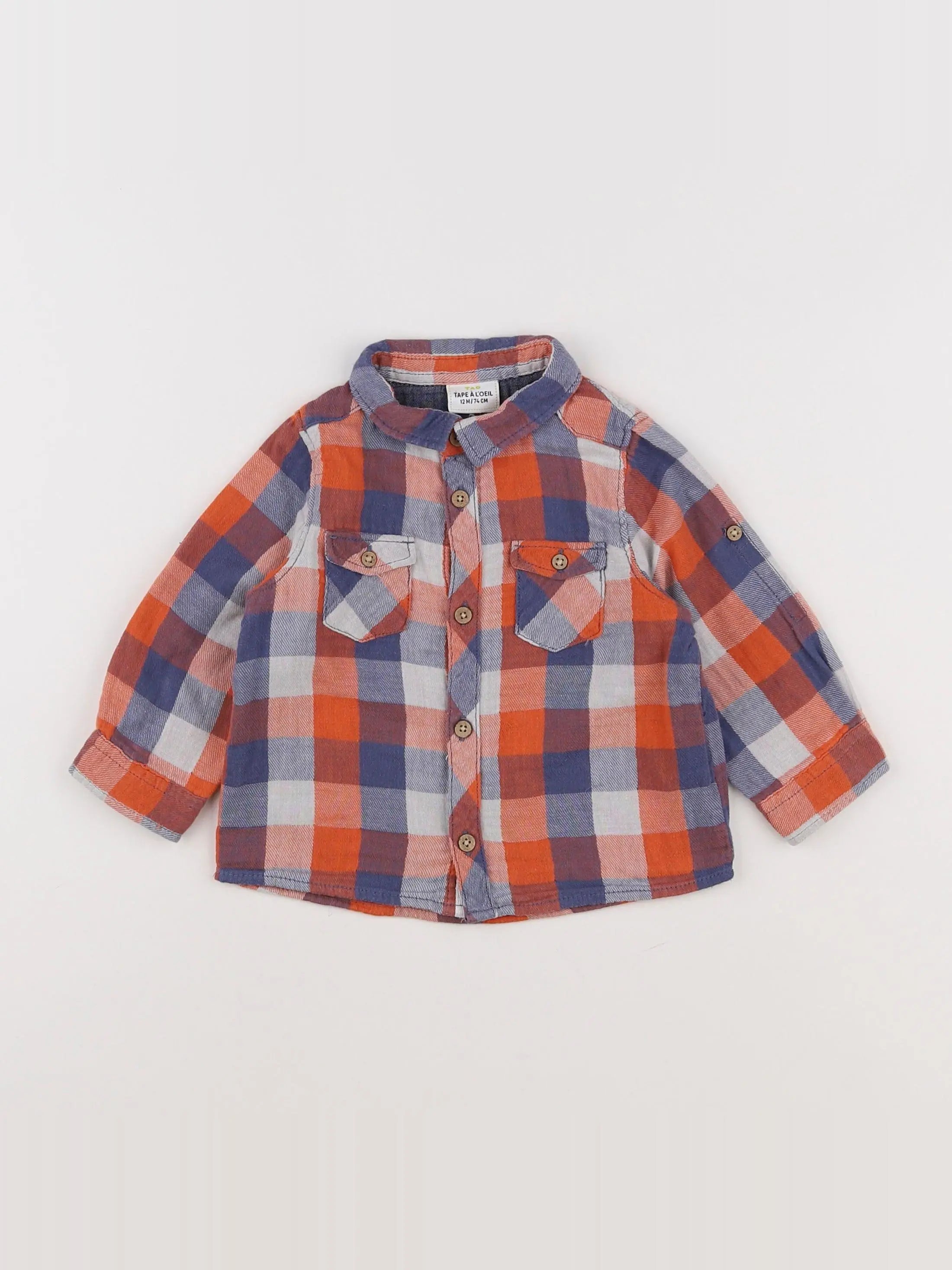 Tape à l'oeil - chemise bleu, orange - 12 mois