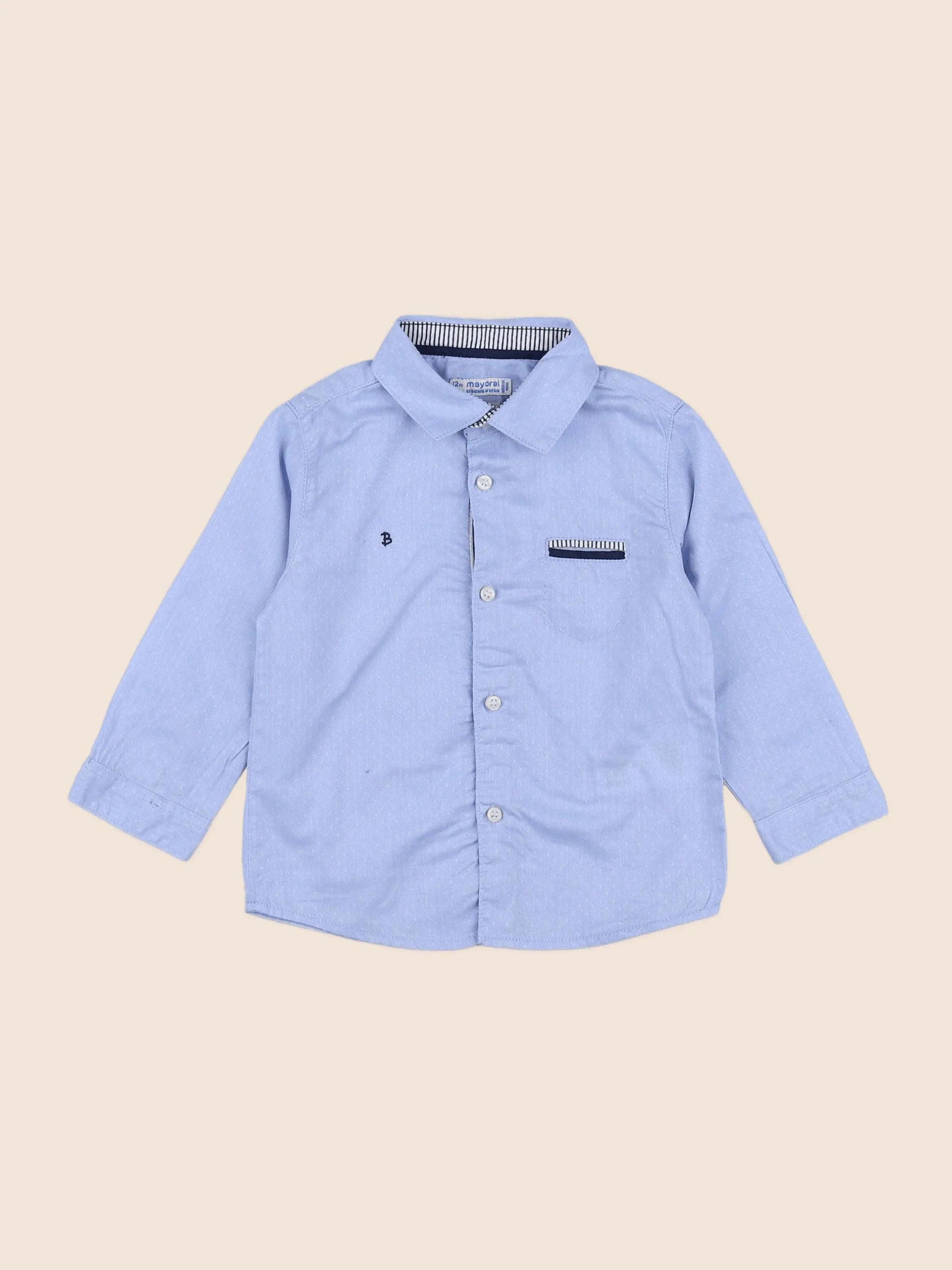 Mayoral - chemise bleu - 12 mois