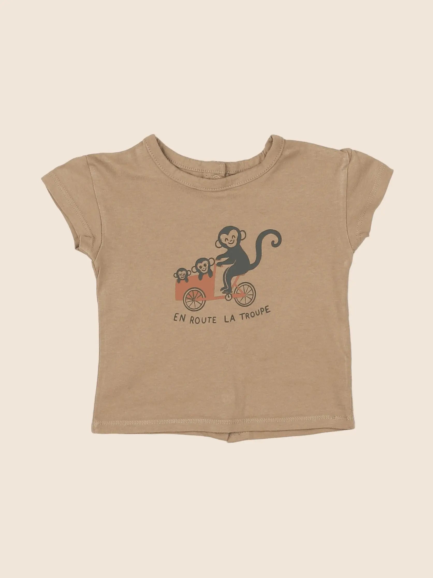 Vertbaudet - tee-shirt marron - 6 mois