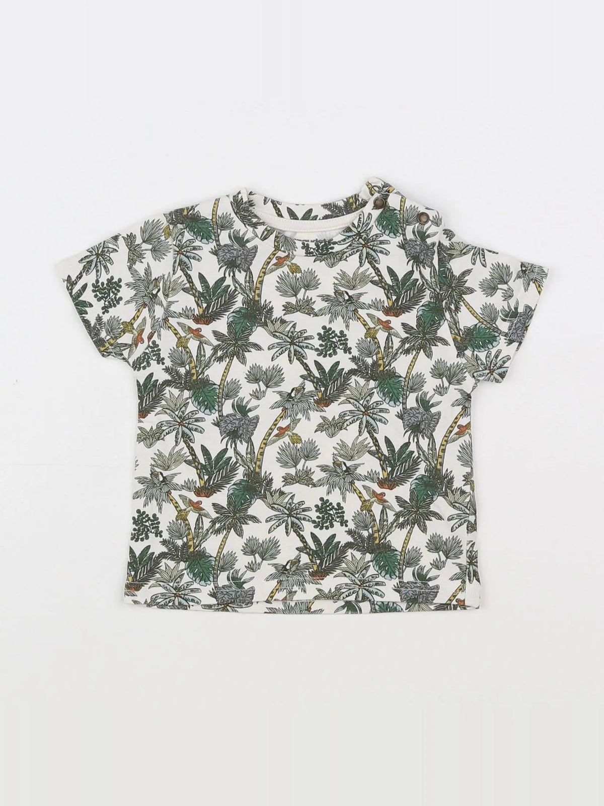 Vertbaudet - tee-shirt blanc, vert - 6 mois
