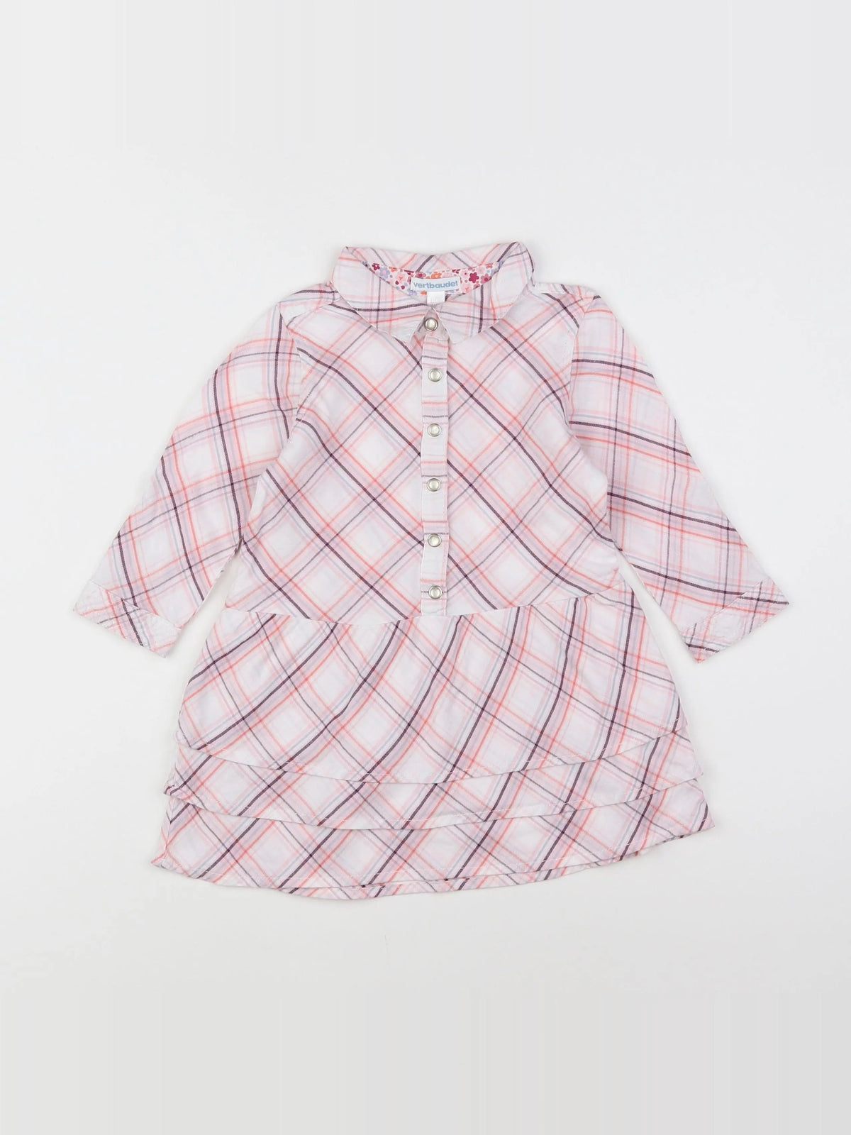 Vertbaudet - robe blanc, rose - 18 mois