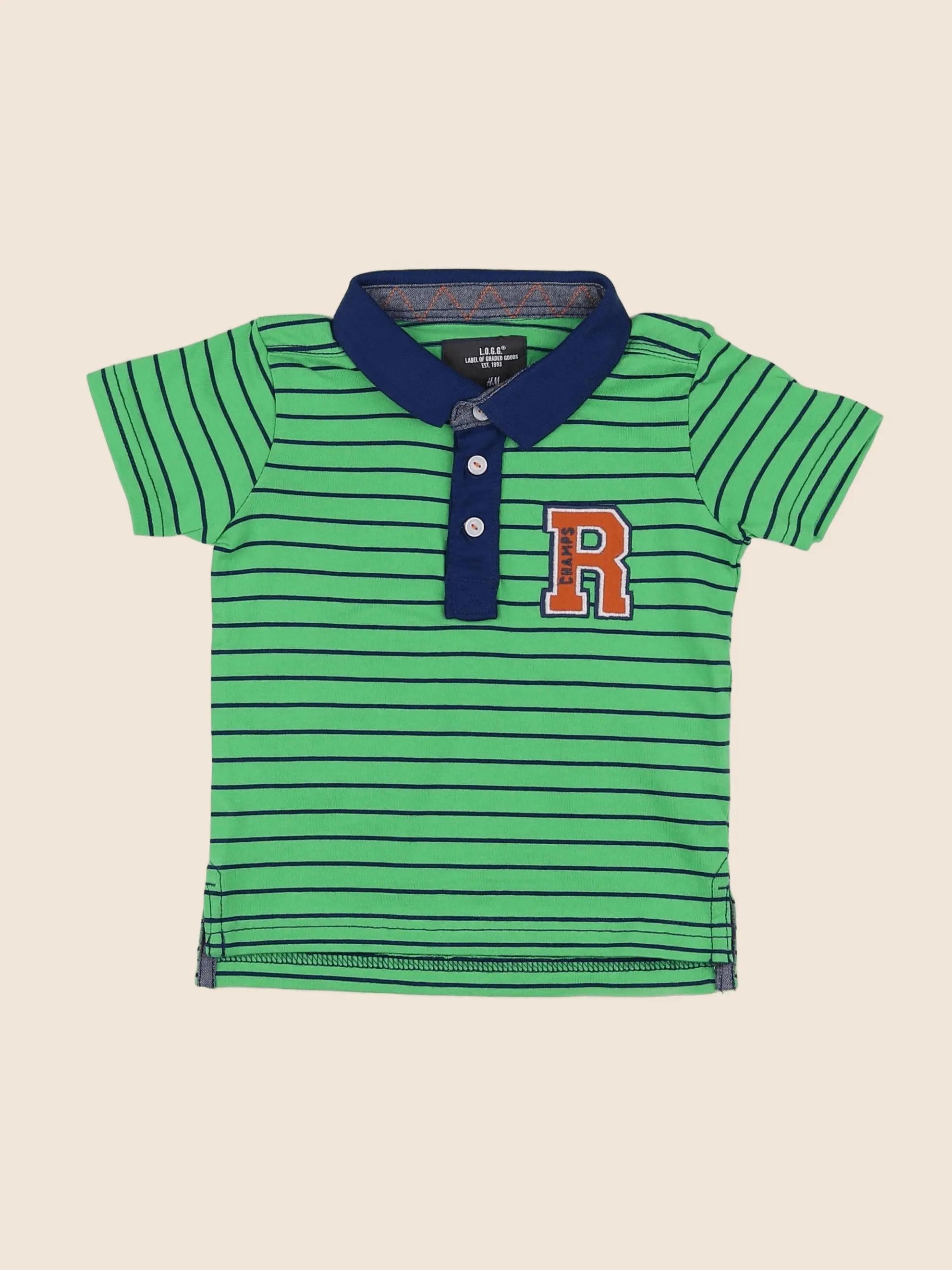 H&M - polo vert - 6/9 mois