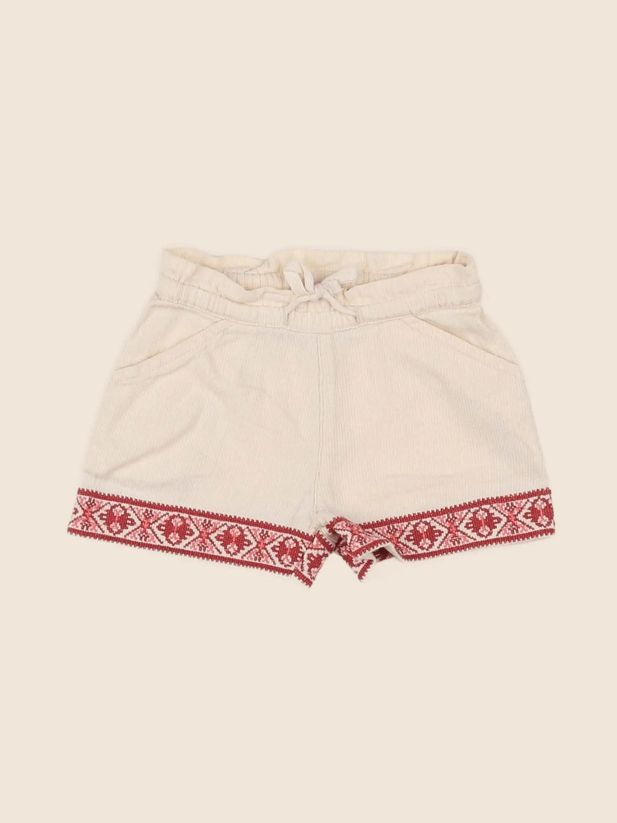 Boutchou - short beige, rouge - 6 mois