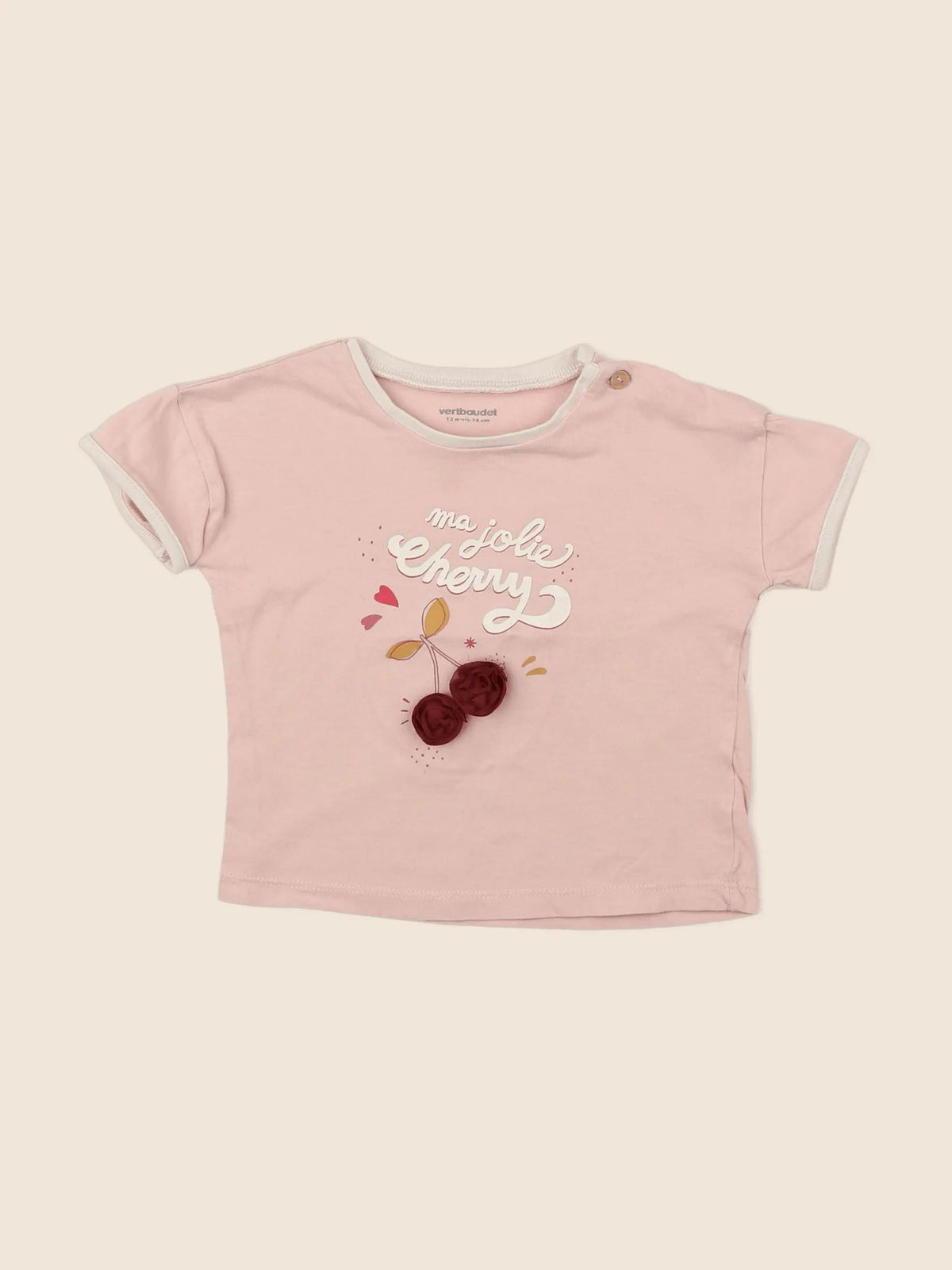 Vertbaudet - tee-shirt rose - 12 mois
