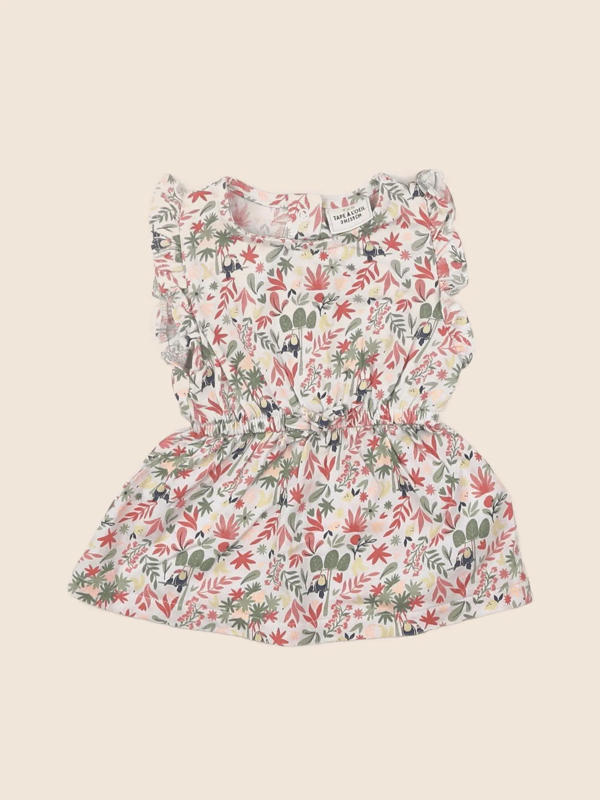 Tape à l'oeil - robe rose, vert - 3 mois
