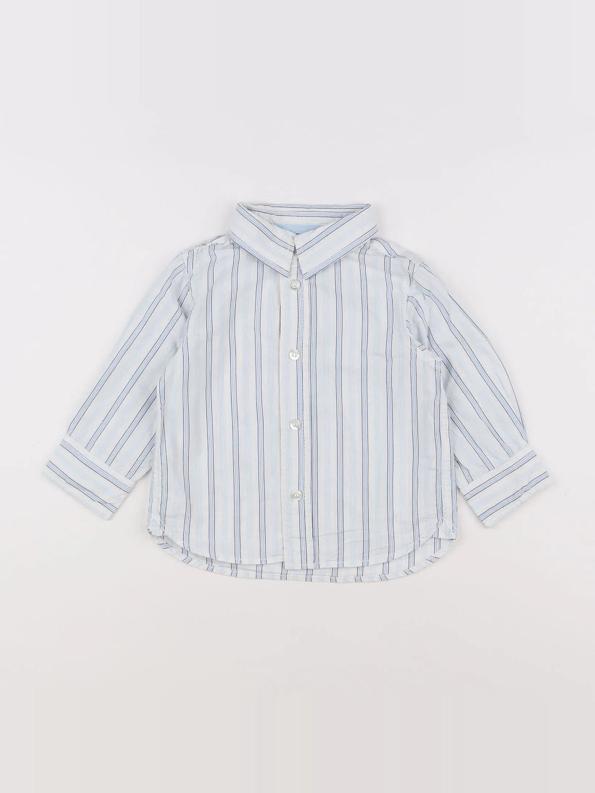 H&M - chemise bleu, blanc - 18 mois