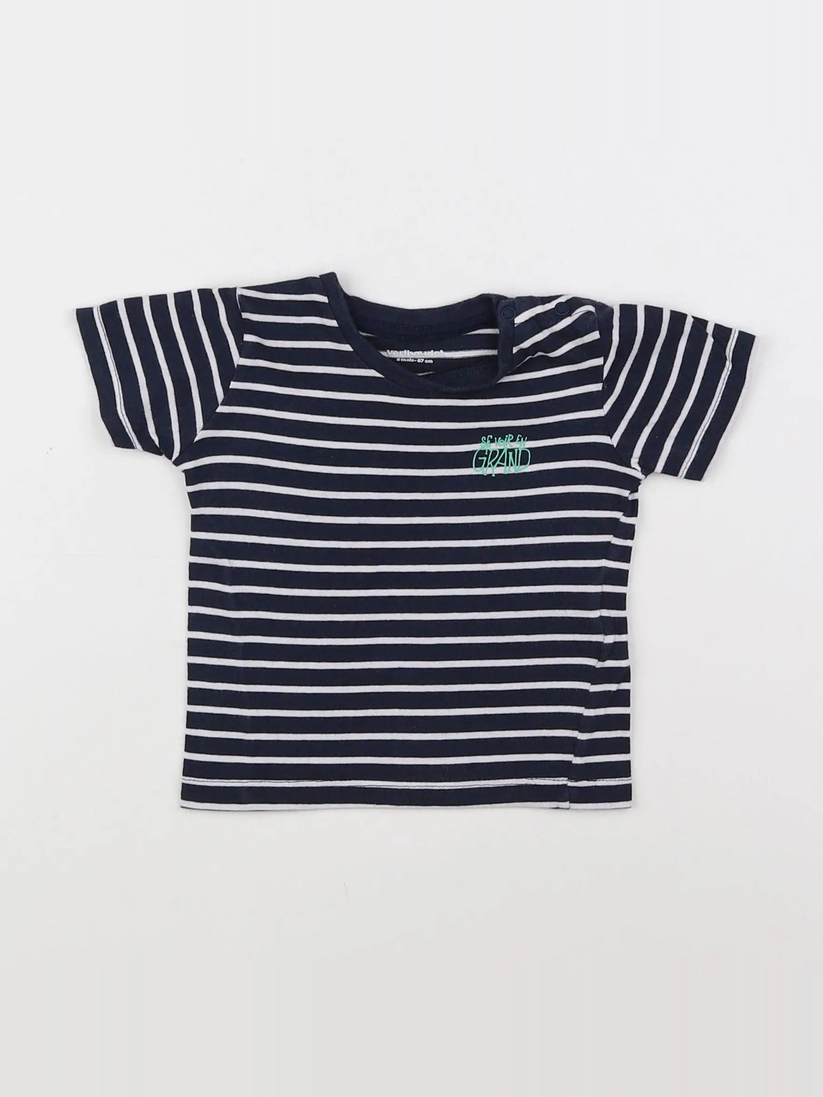 Vertbaudet - tee-shirt blanc, bleu - 6 mois