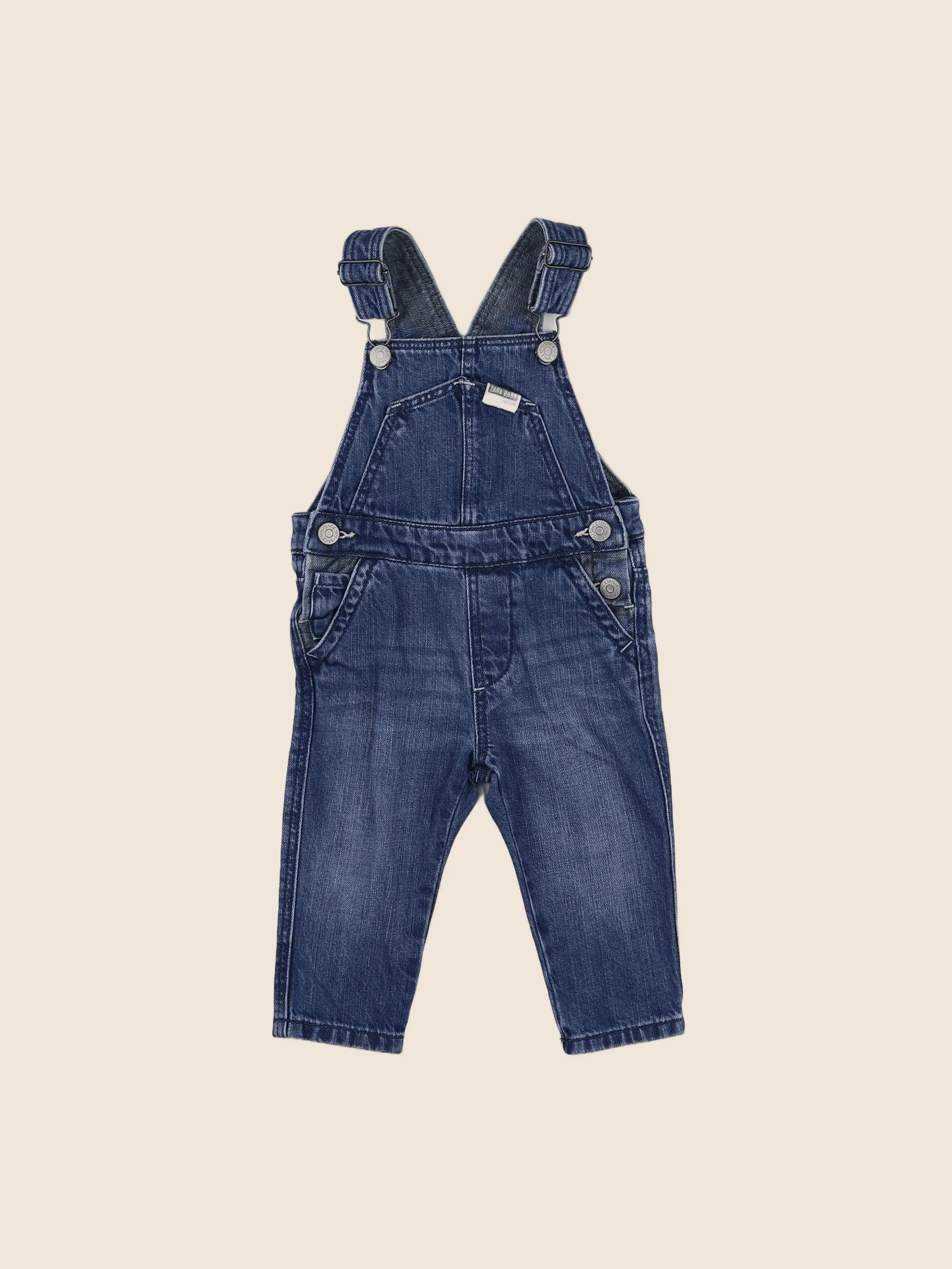 Zara - salopette bleu - 6/9 mois