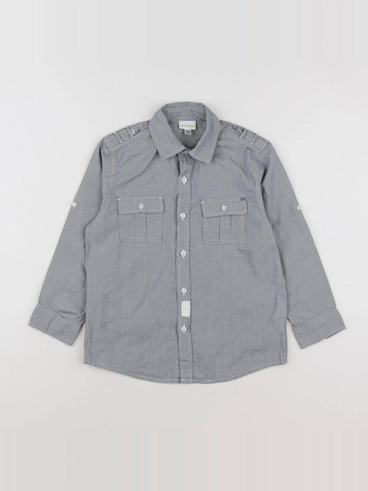 Vertbaudet - chemise blanc, gris - 6 ans