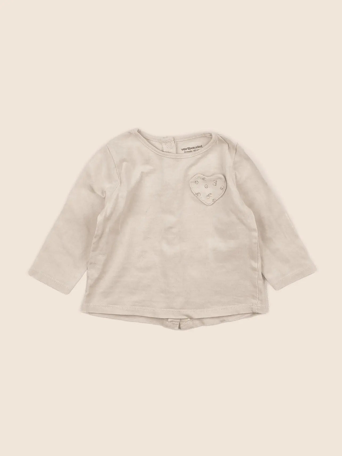 Vertbaudet - tee-shirt beige - 6 mois