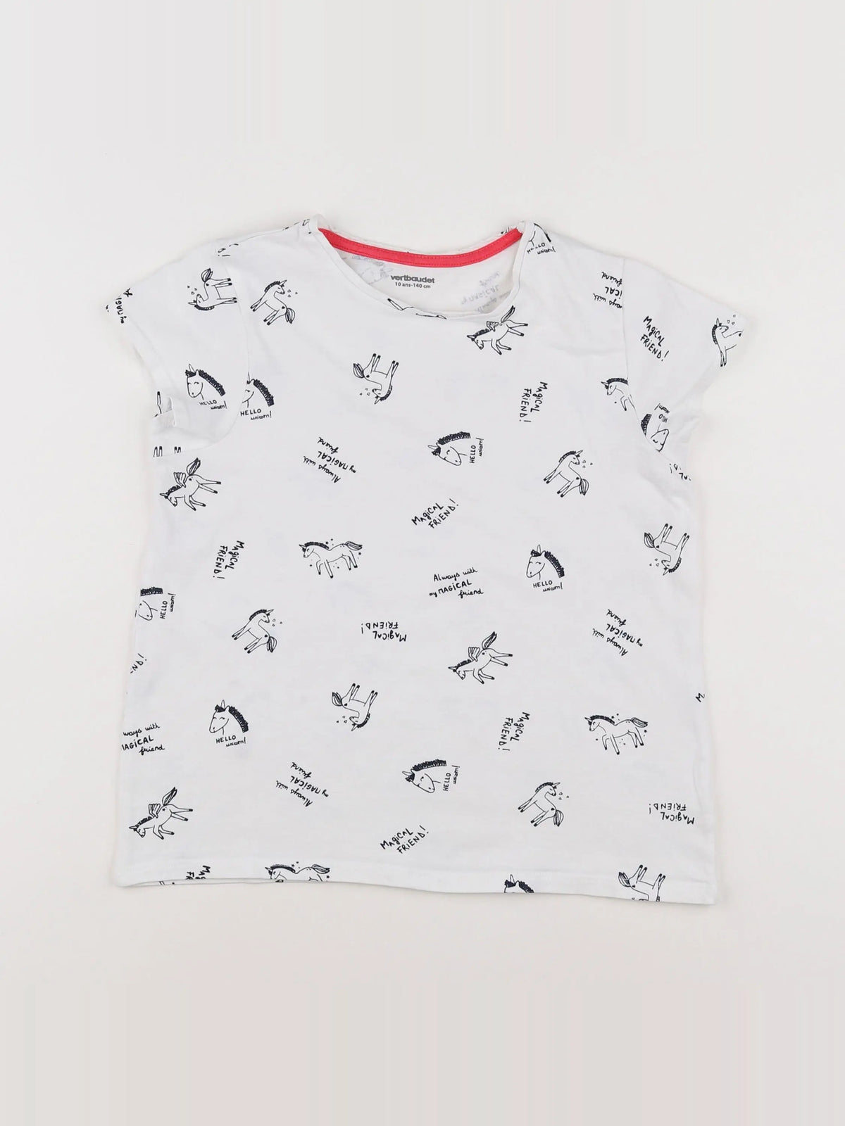 Vertbaudet - tee-shirt blanc, bleu - 10 ans