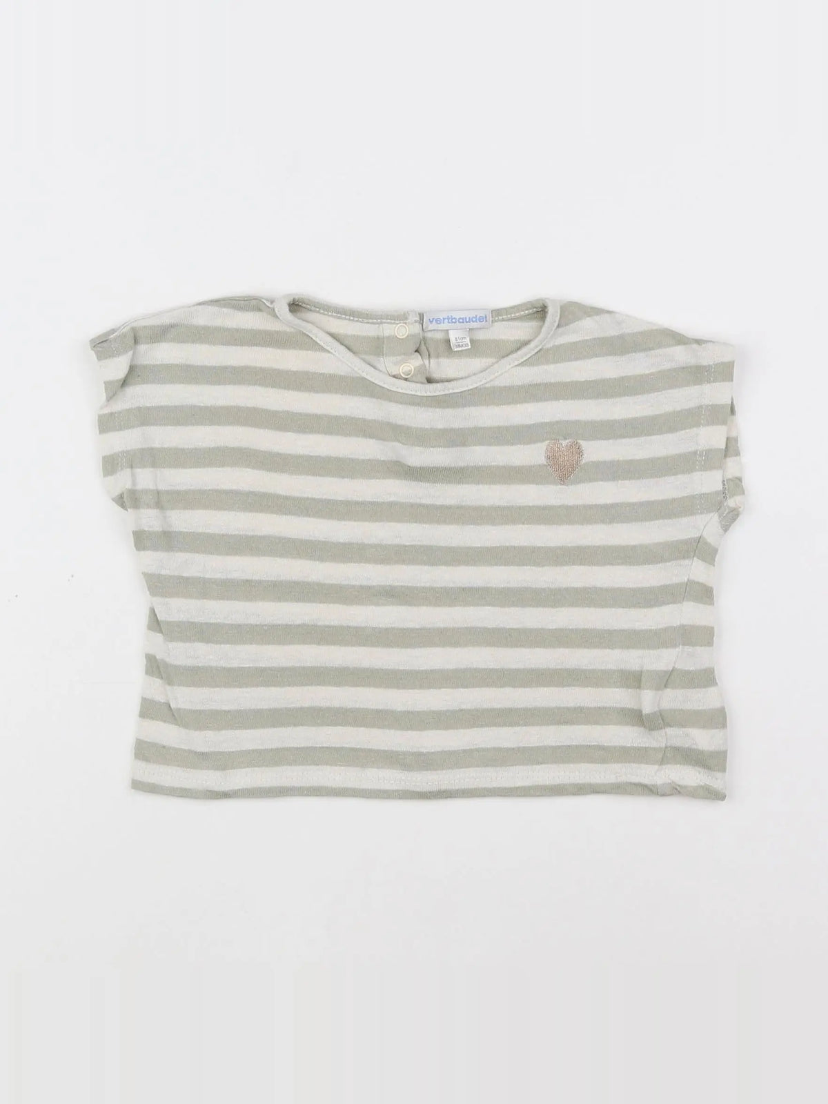 Vertbaudet - tee-shirt blanc, vert - 18 mois