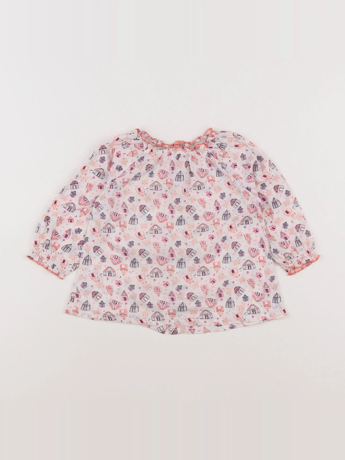 Vertbaudet - blouse blanc, rose - 12 mois