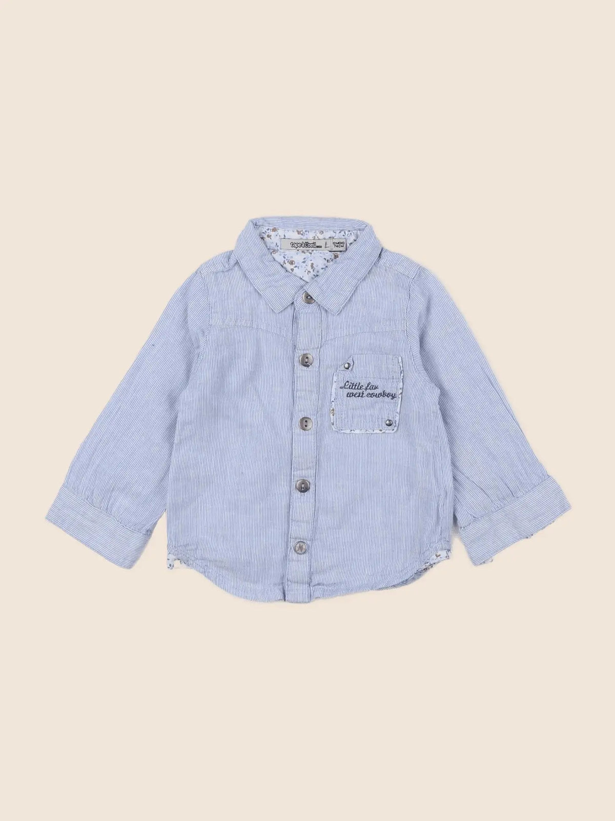 Tape à l'oeil - chemise blanc, bleu - 12 mois
