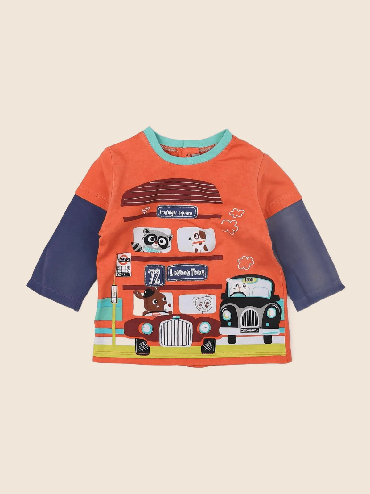 Catimini - tee-shirt bleu, orange - 6 mois