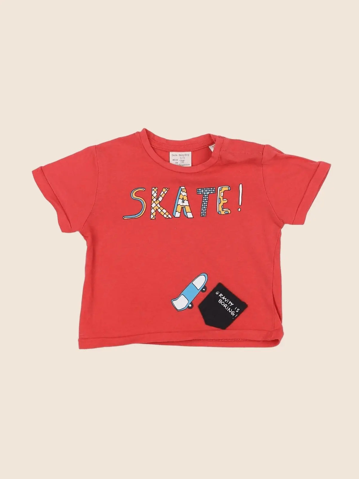 Zara - tee-shirt orange - 3/6 mois