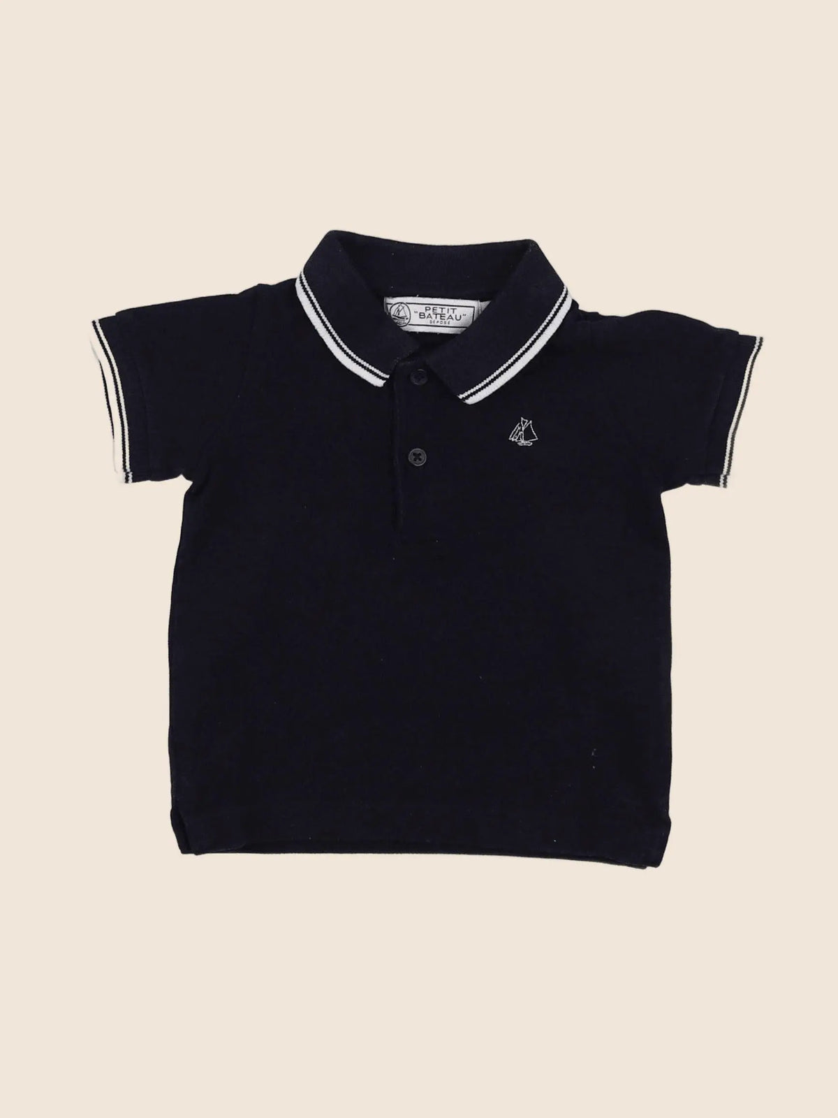 Petit Bateau - polo bleu - 12 mois