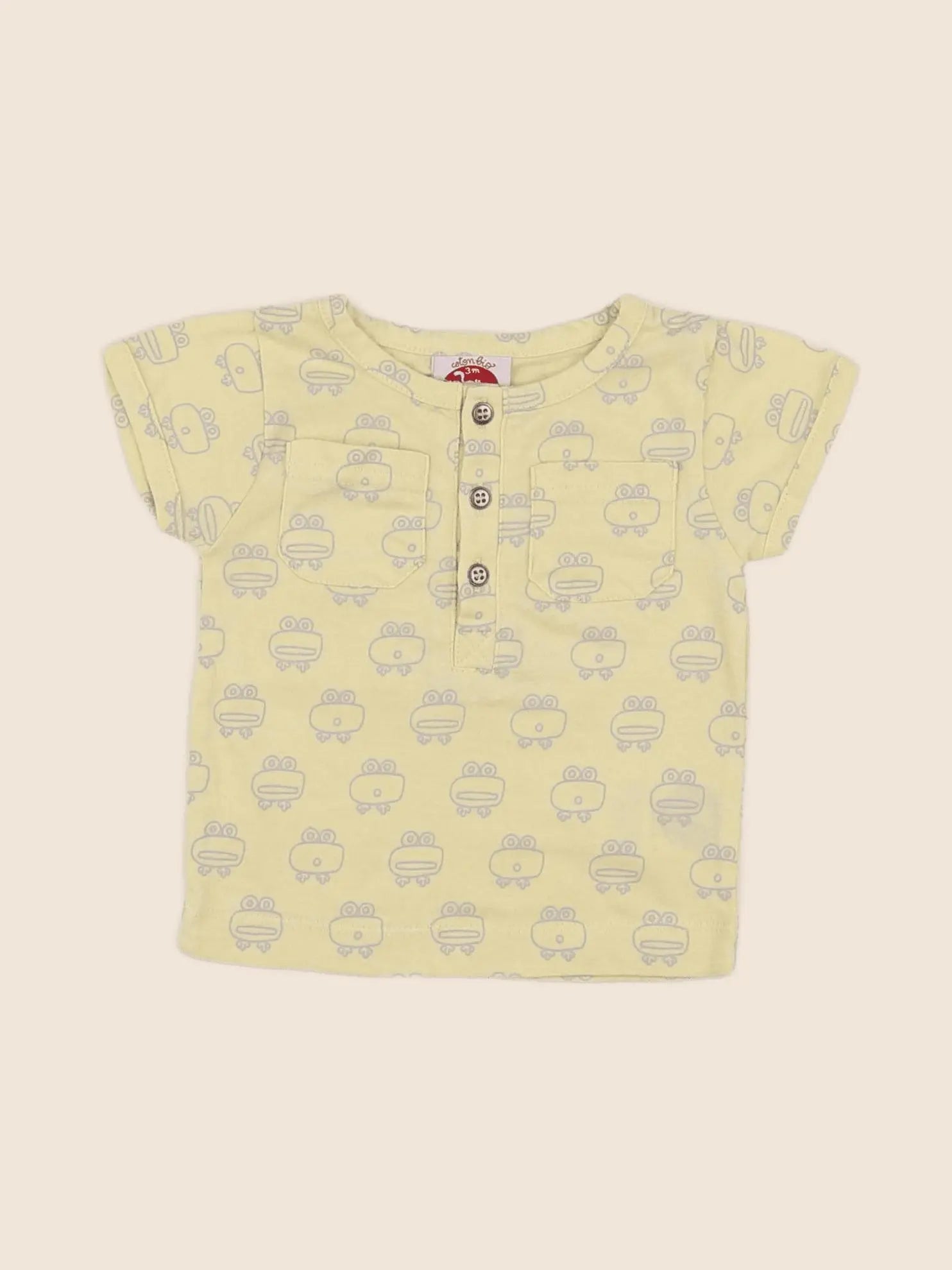La queue du chat - tee-shirt jaune, gris - 3 mois