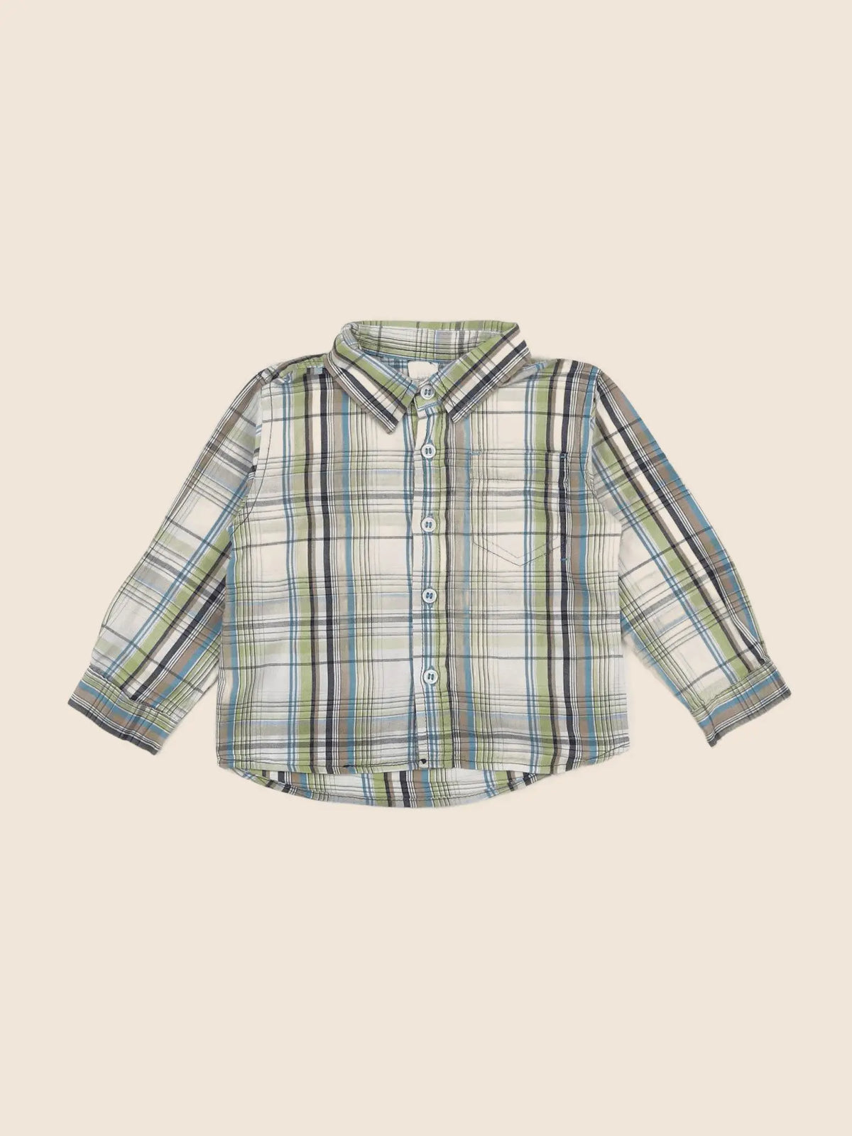 Zara - chemise beige, bleu, vert - 12/18 mois