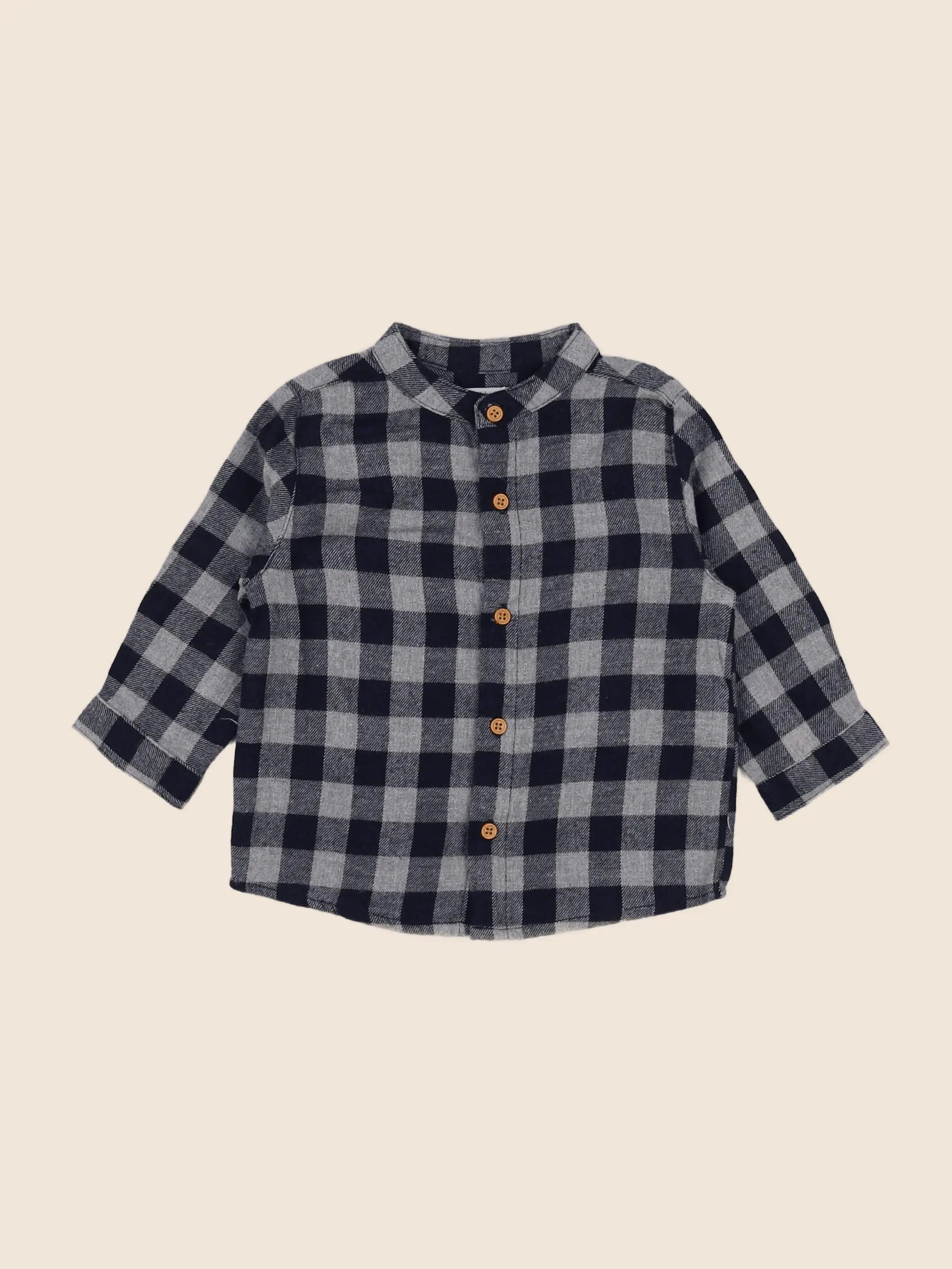 Boutchou - chemise bleu, gris - 9 mois