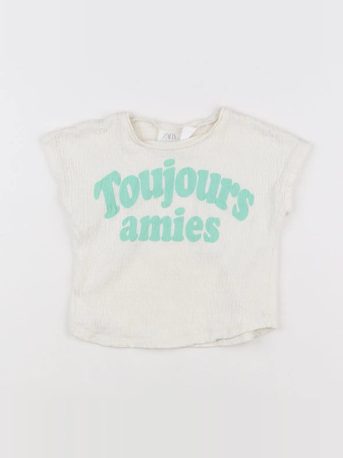 Zara - tee-shirt beige, vert - 18 mois à 2 ans