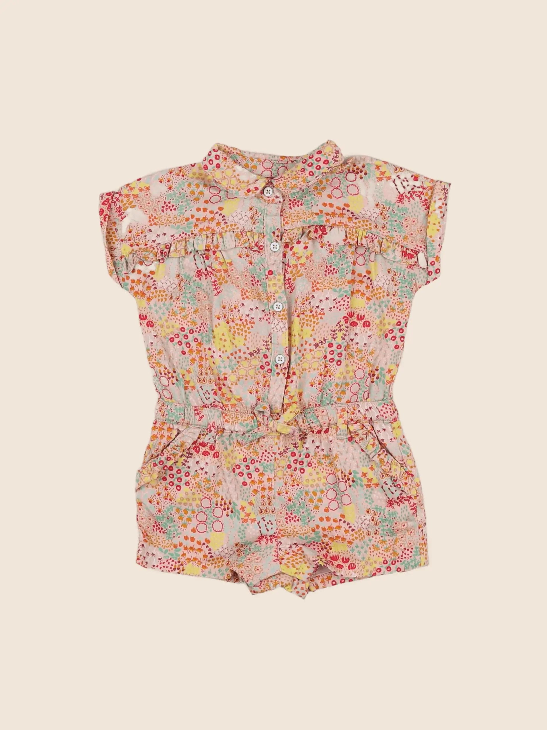 Vertbaudet - combinaison rose, orange - 6 mois