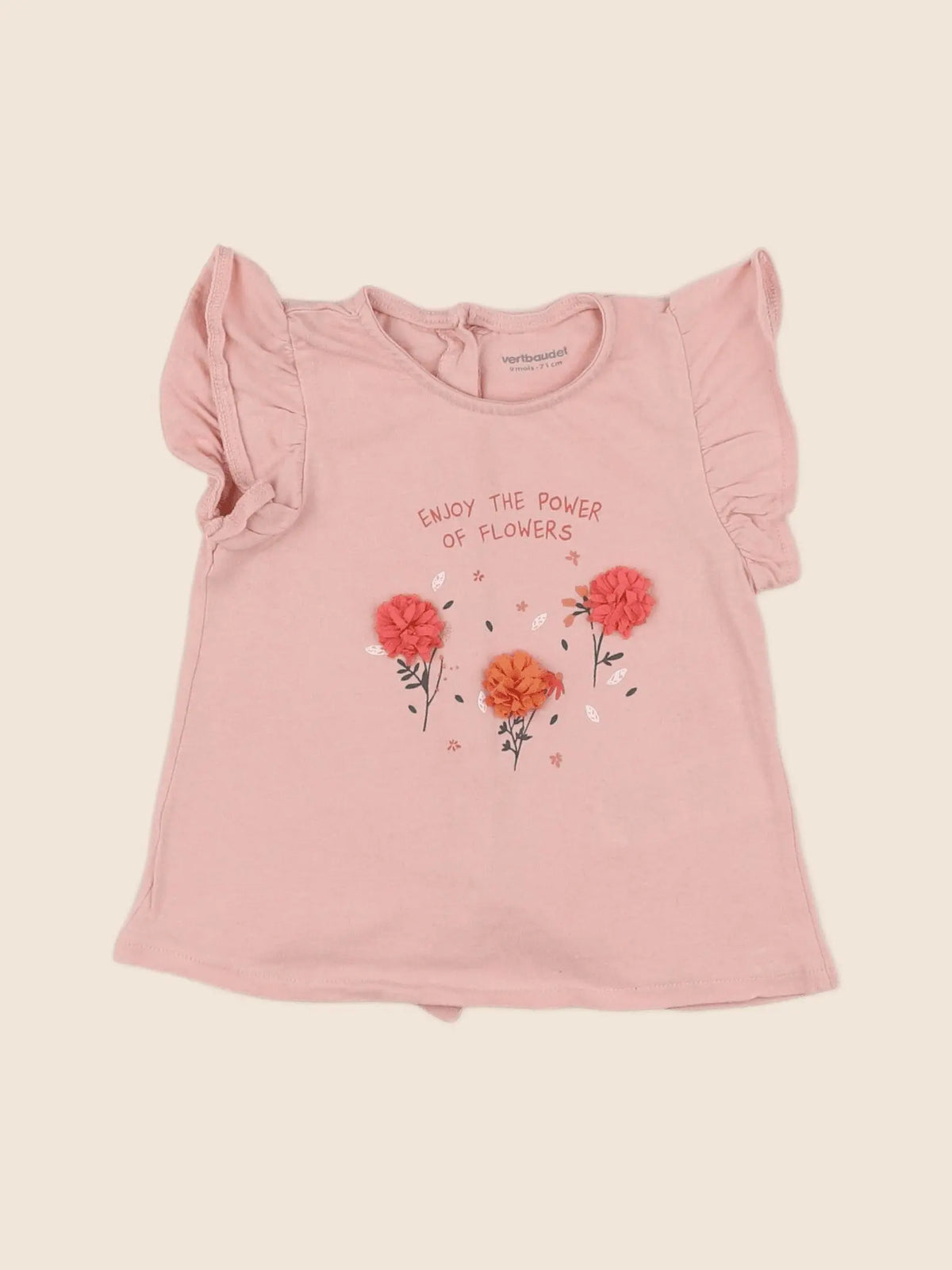 Vertbaudet - tee-shirt rose - 9 mois