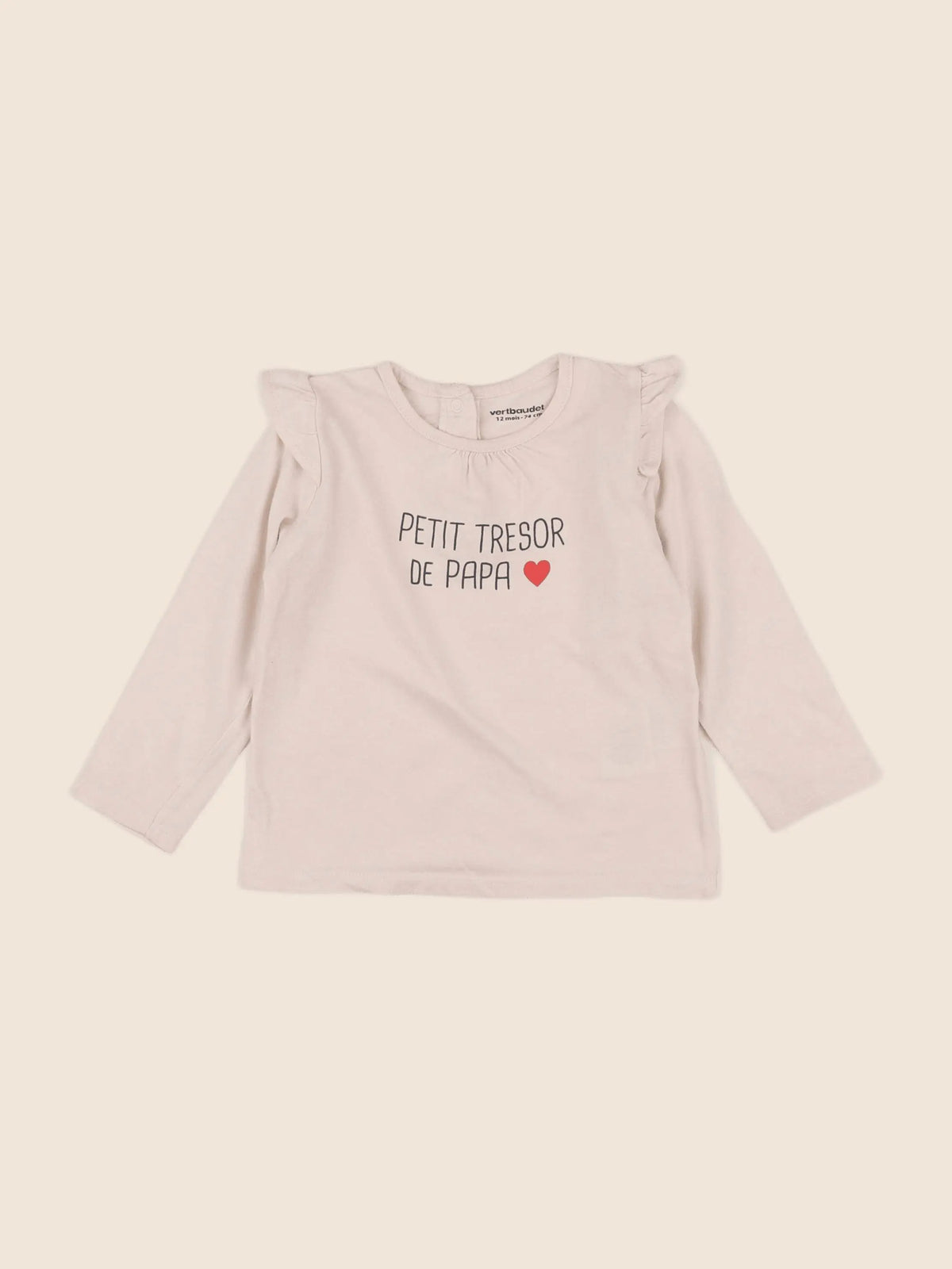 Vertbaudet - tee-shirt beige - 12 mois
