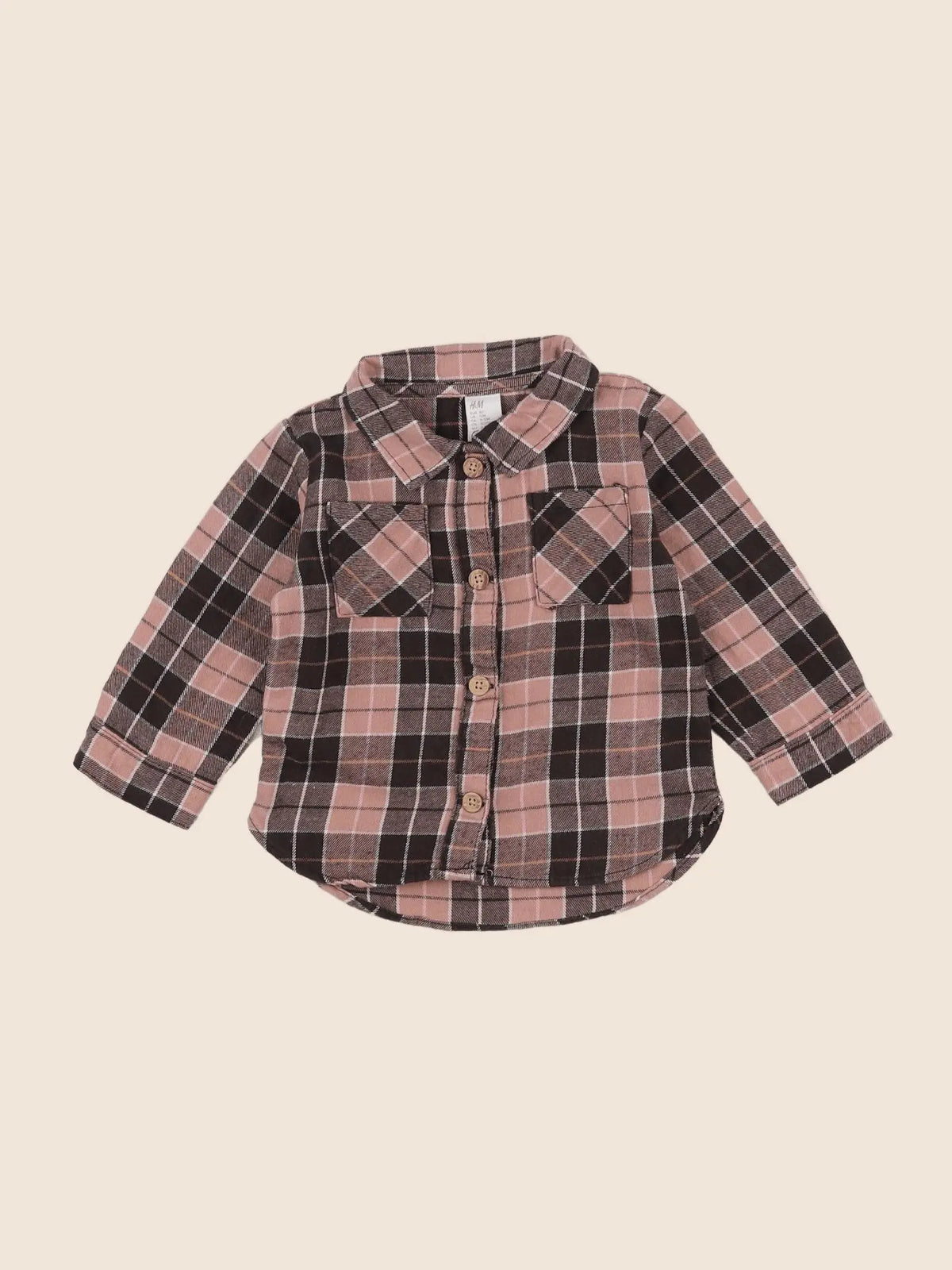 H&M - chemise marron, rose - 12 mois