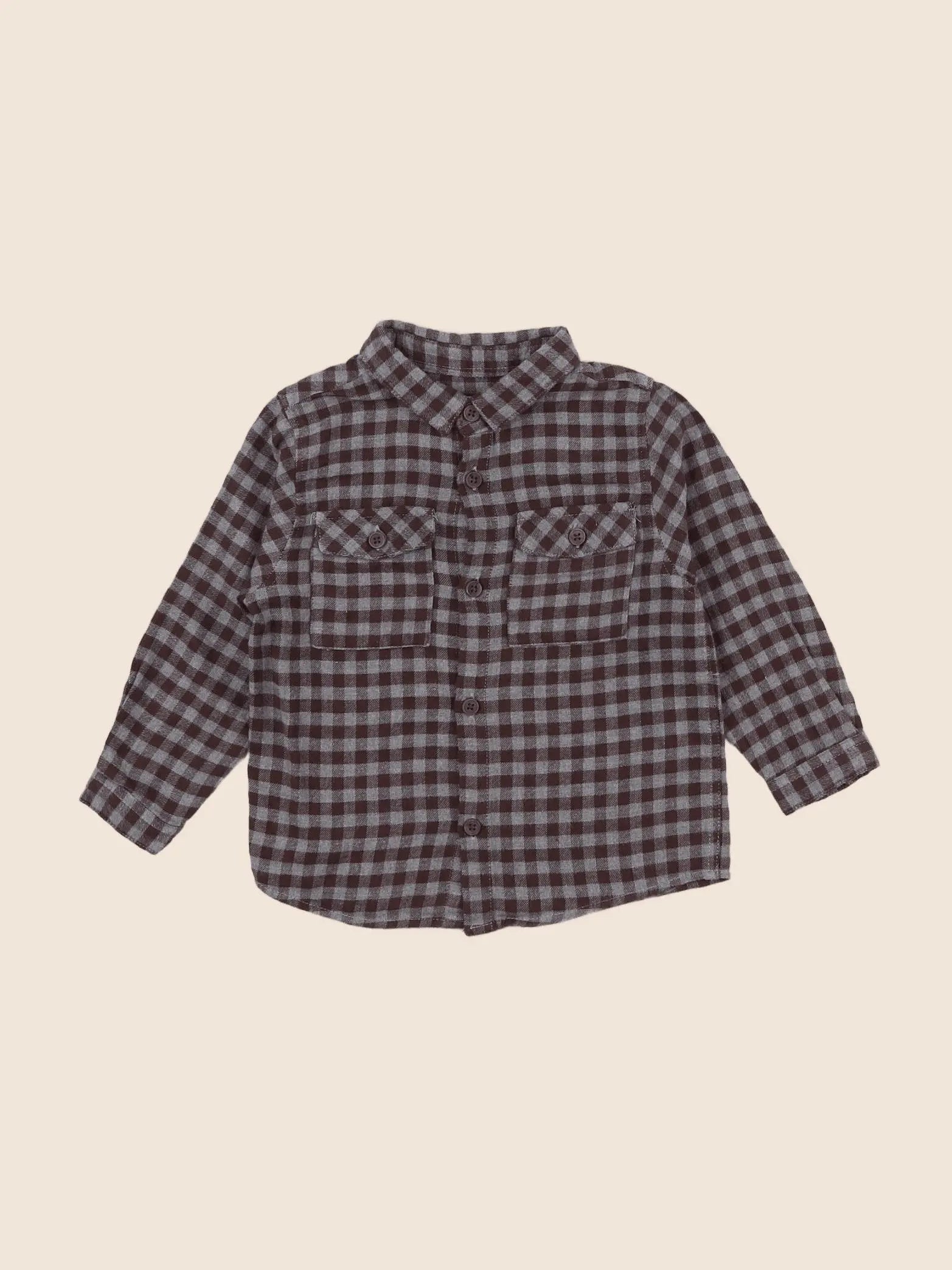 Zara - chemise rouge, gris - 12/18 mois