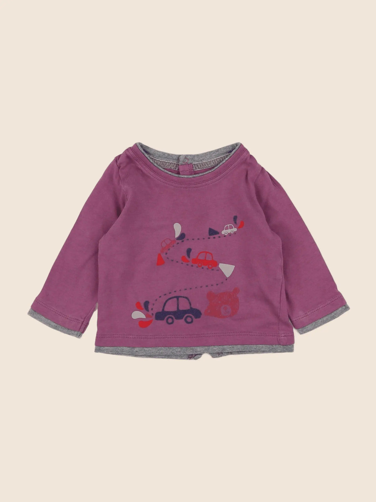 Vertbaudet - tee-shirt violet, multicolore - 6 mois