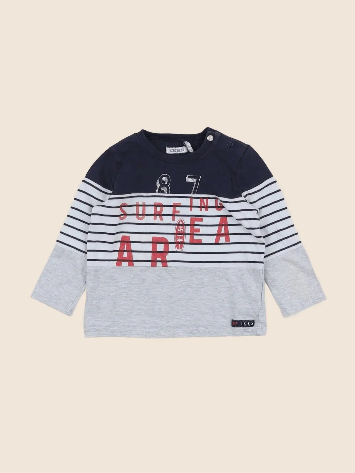 IKKS - tee-shirt bleu, gris - 12 mois