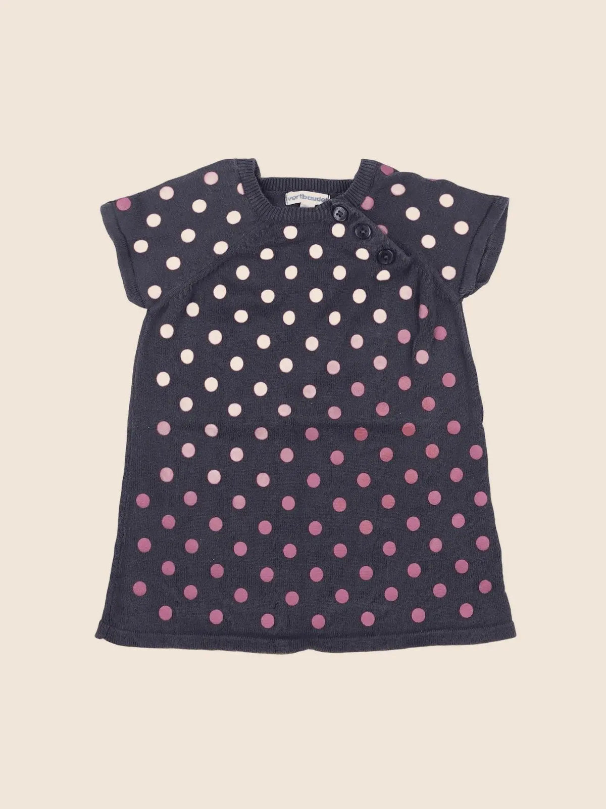 Vertbaudet - robe gris, rose - 9 mois