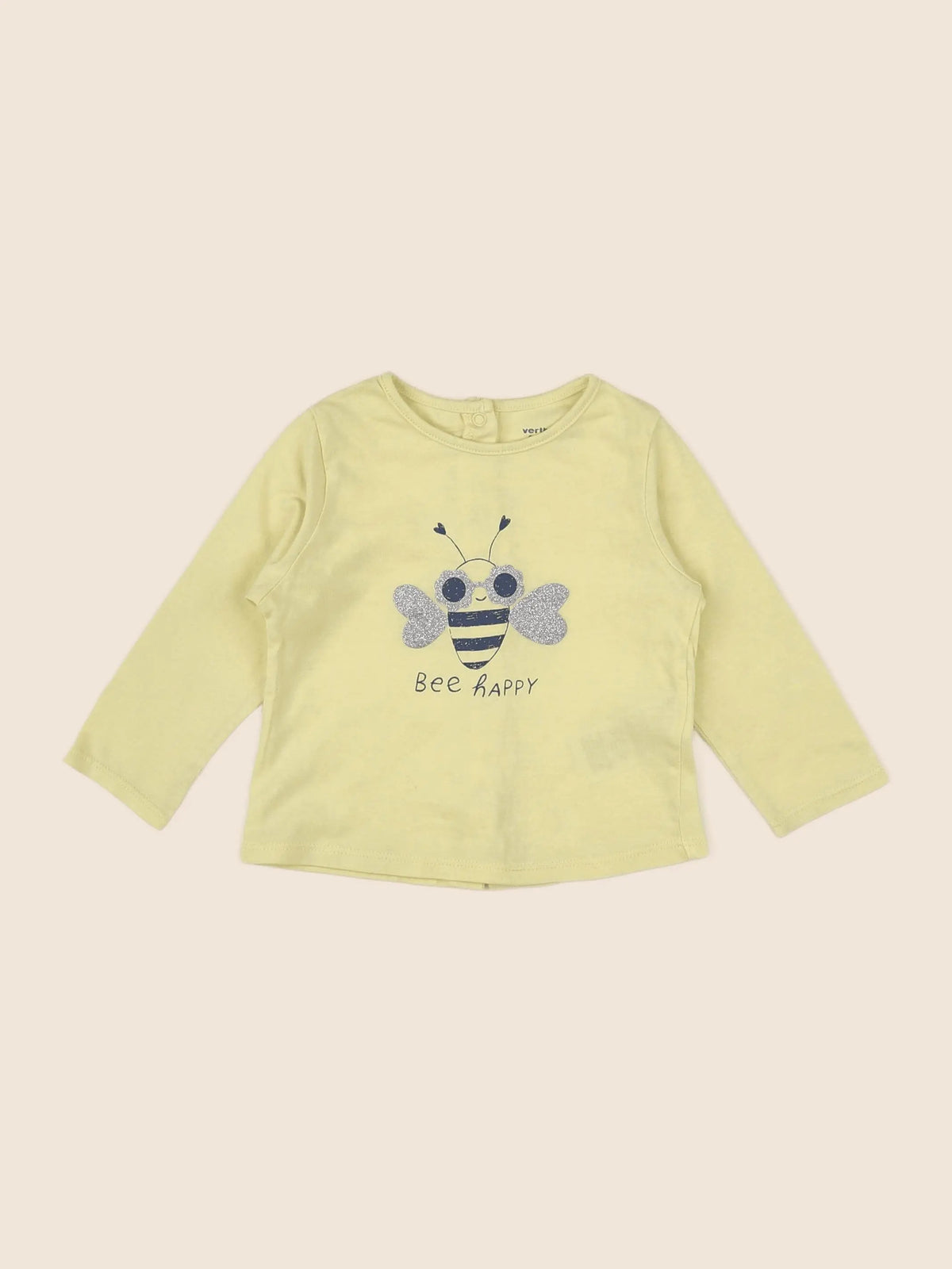 Vertbaudet - tee-shirt jaune, argent - 9 mois