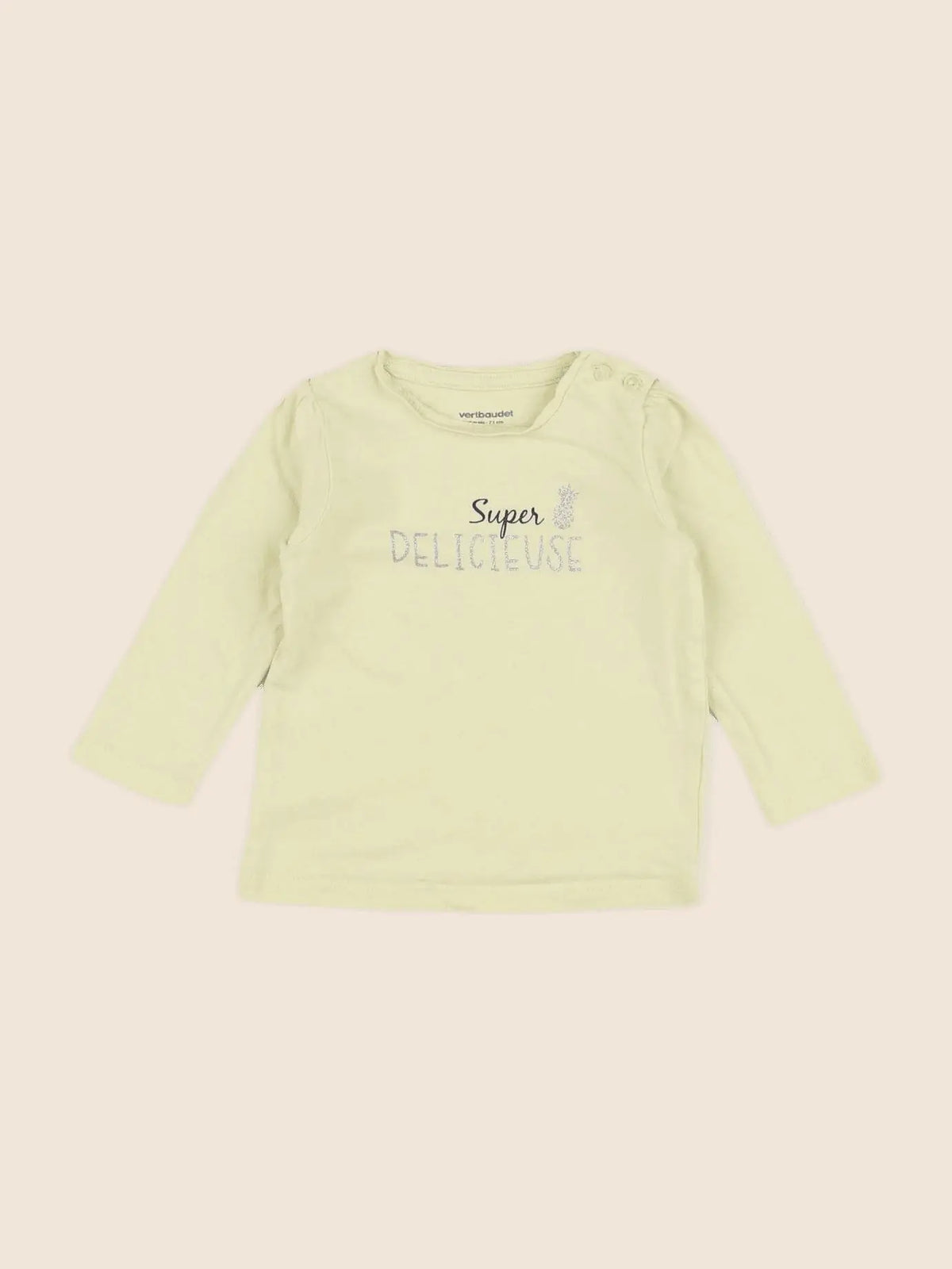 Vertbaudet - tee-shirt jaune, argent - 9 mois