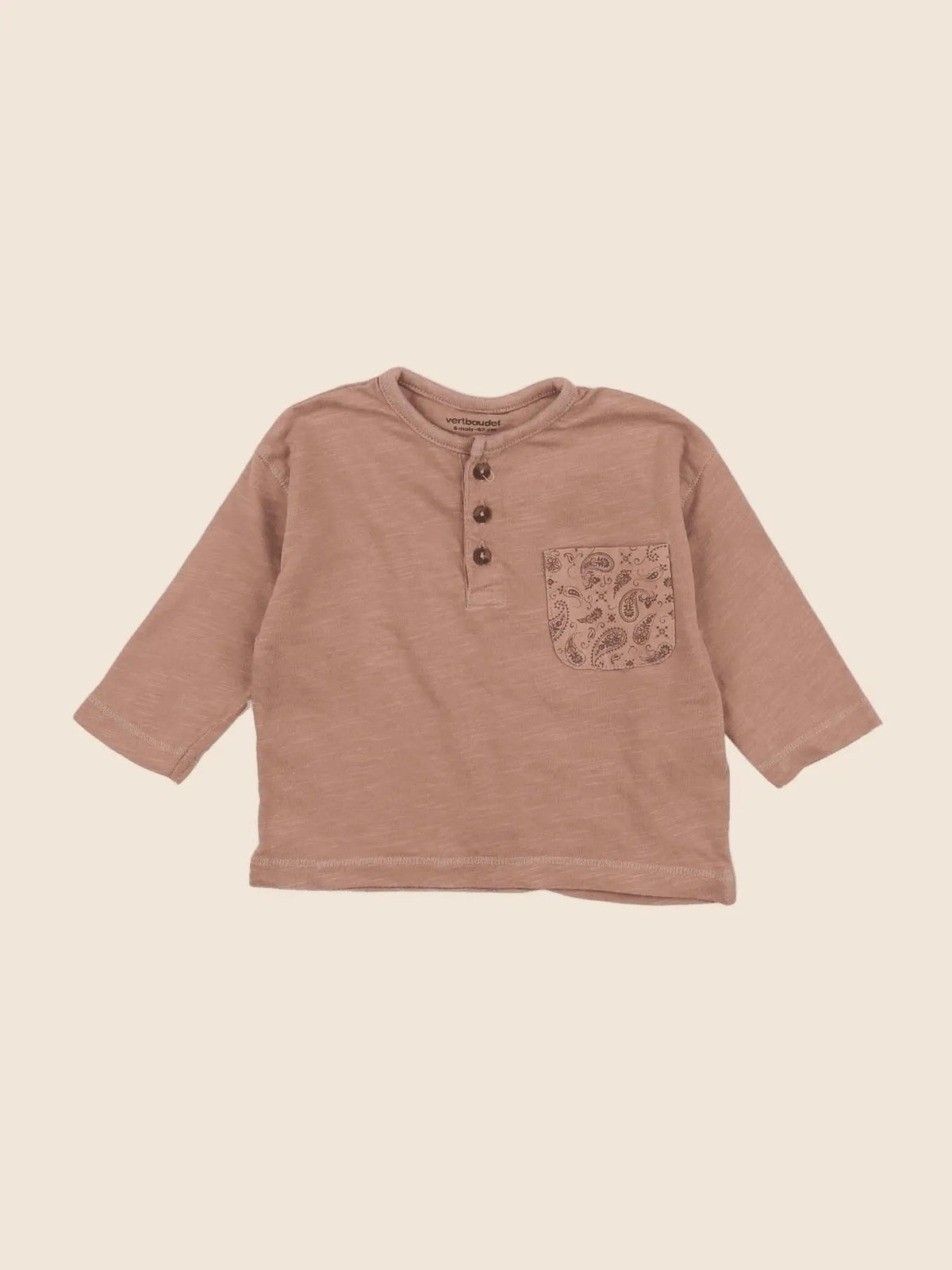 Vertbaudet - tee-shirt marron - 6 mois