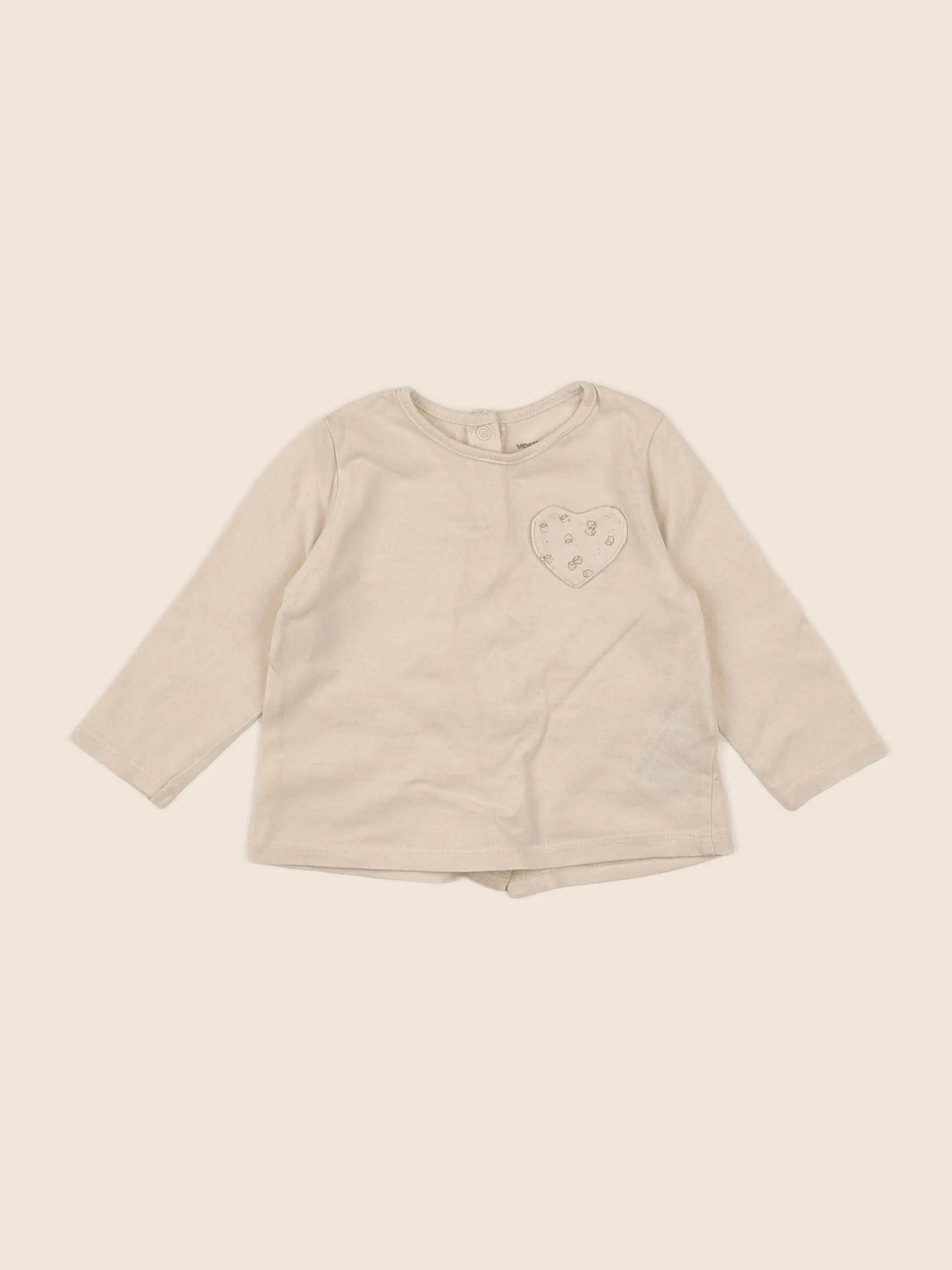 Vertbaudet - tee-shirt beige - 6 mois