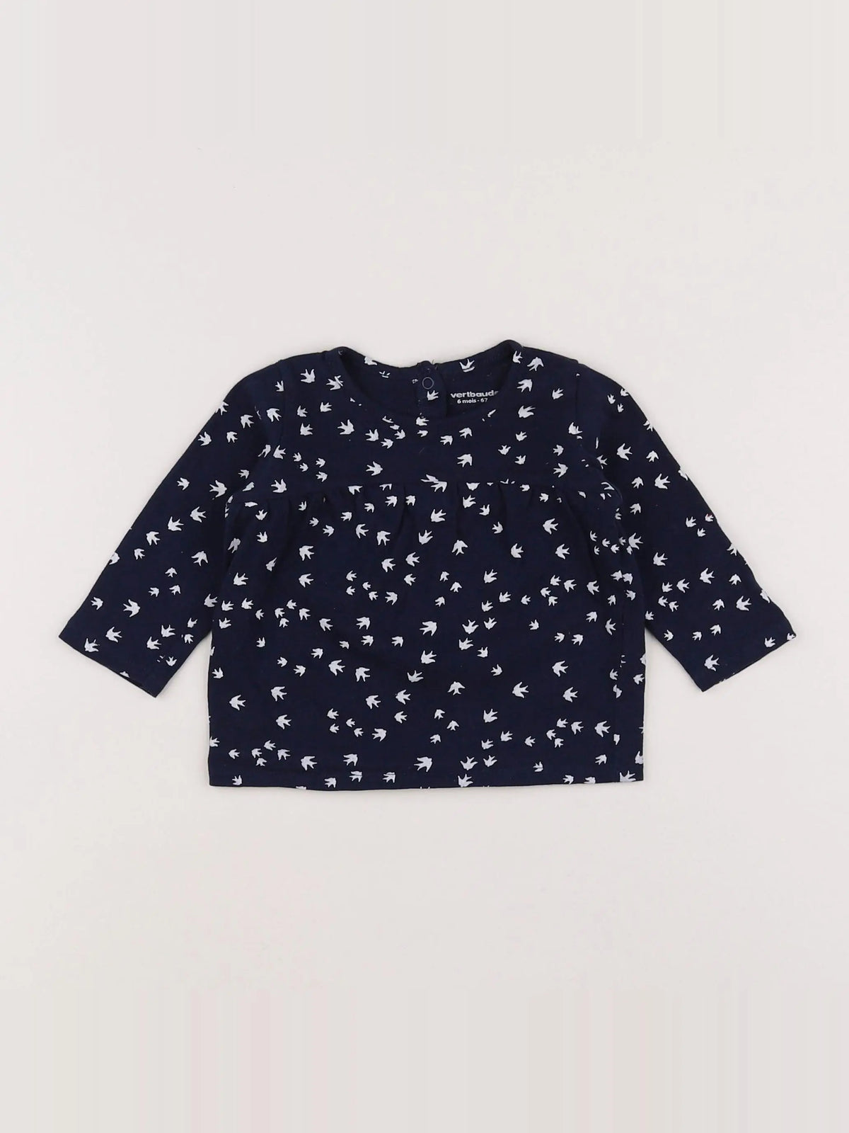 Vertbaudet - tee-shirt bleu, blanc - 6 mois