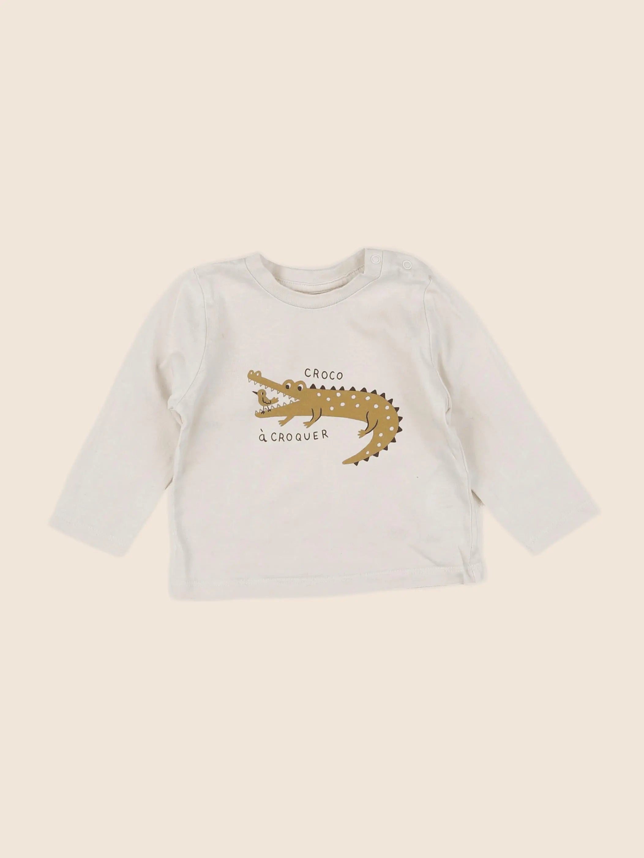 Vertbaudet - tee-shirt beige - 6 mois