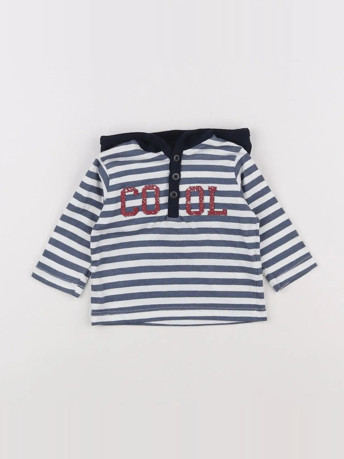 Vertbaudet - sweat bleu, blanc - 3 mois