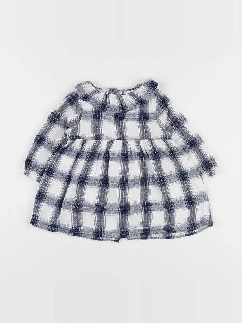 Vertbaudet - robe blanc, bleu - 6 mois