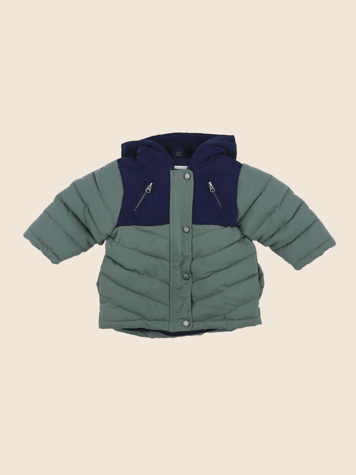 Vertbaudet - manteau doublure amovible bleu, vert - 6 mois